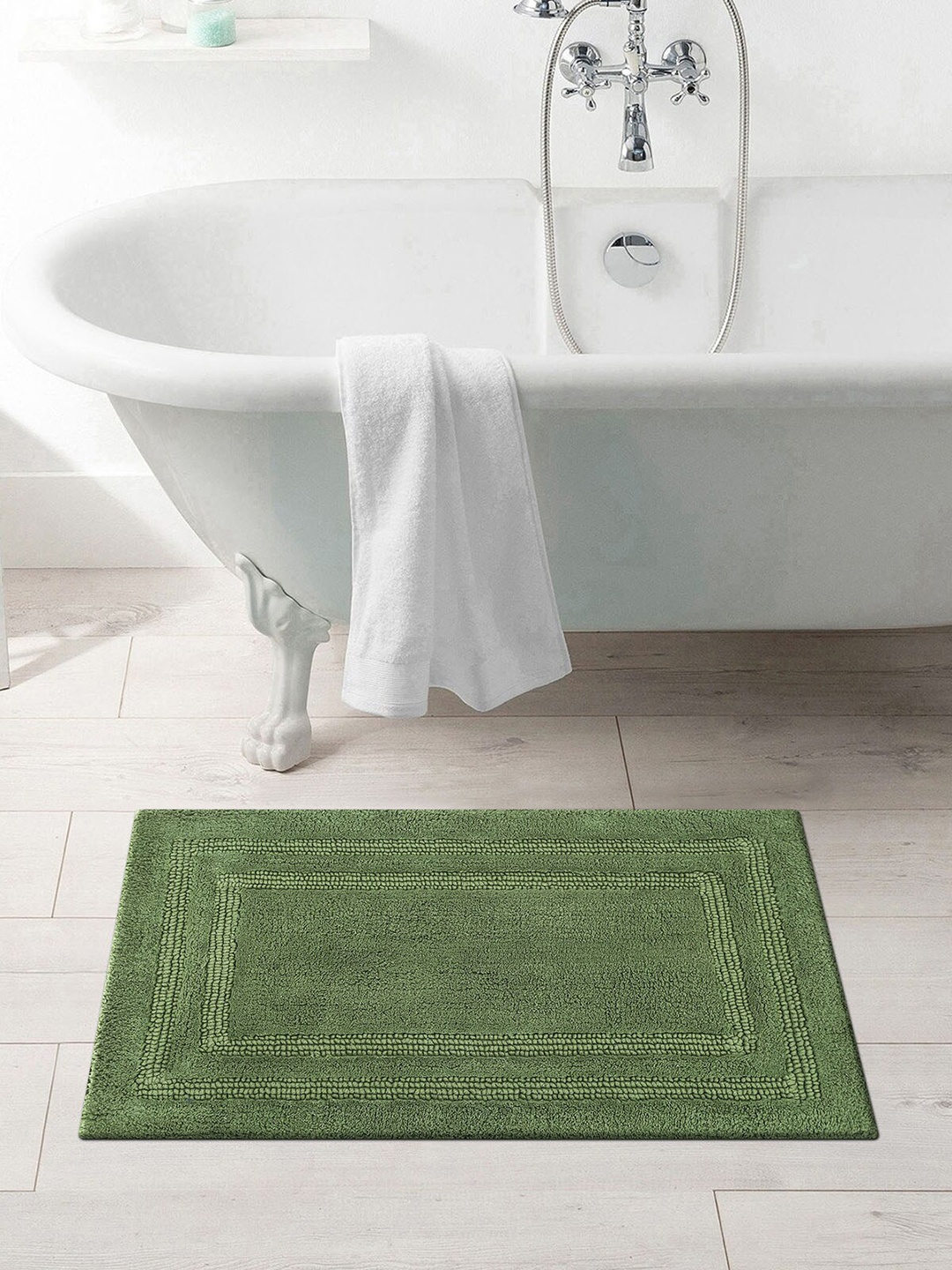 

OBSESSIONS Olive Green Solid Pure Cotton Casanova Bath Rug