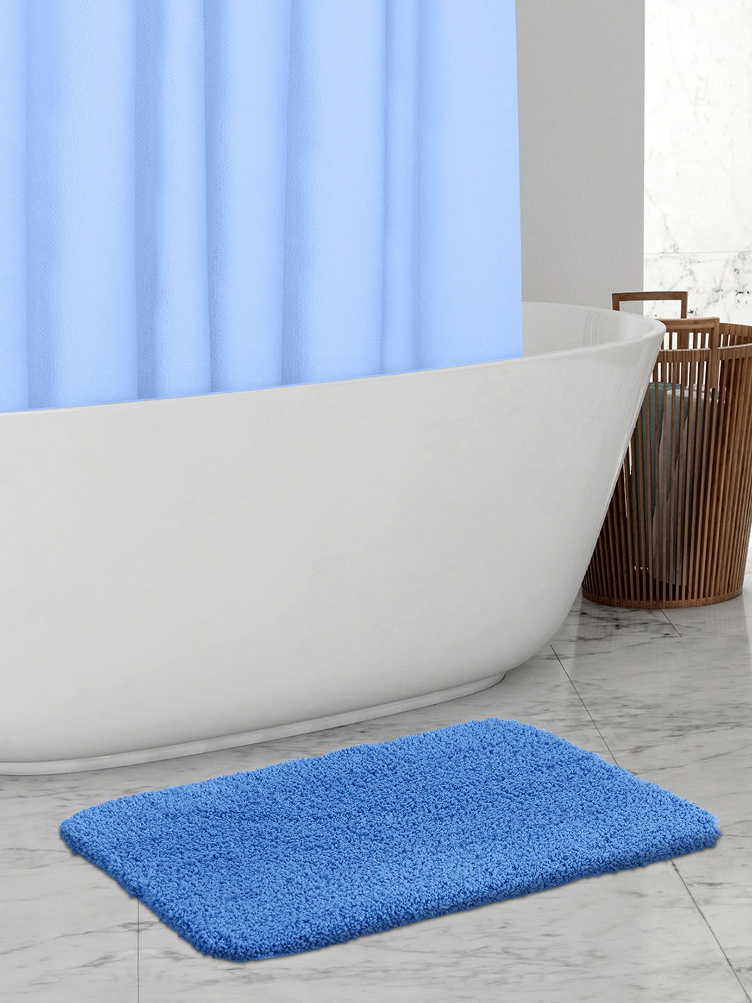 

OBSESSIONS Blue Solid Diana Anti-Skid Bath Rug