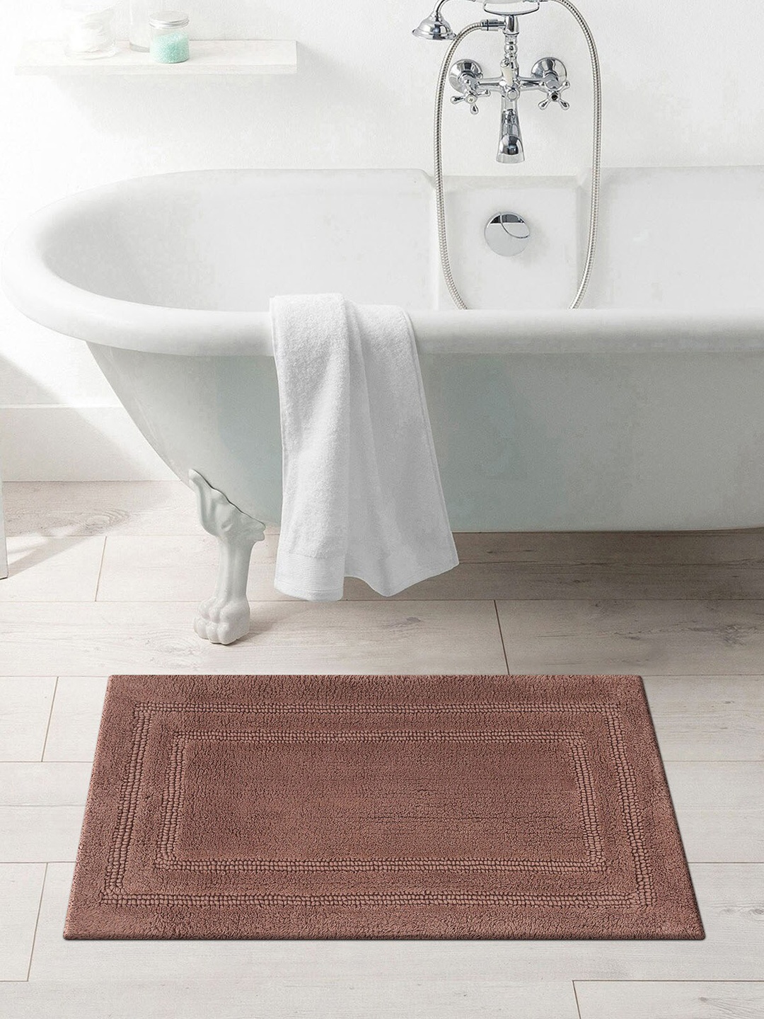 

OBSESSIONS Brown Solid Casanova Pure Cotton Reversible Bath Rug