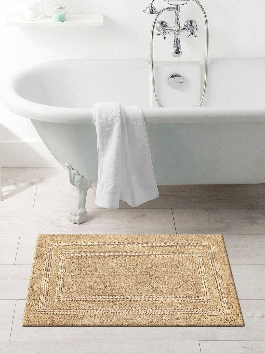 

OBSESSIONS Beige Solid Casanova Anti-Skid Bath Rug