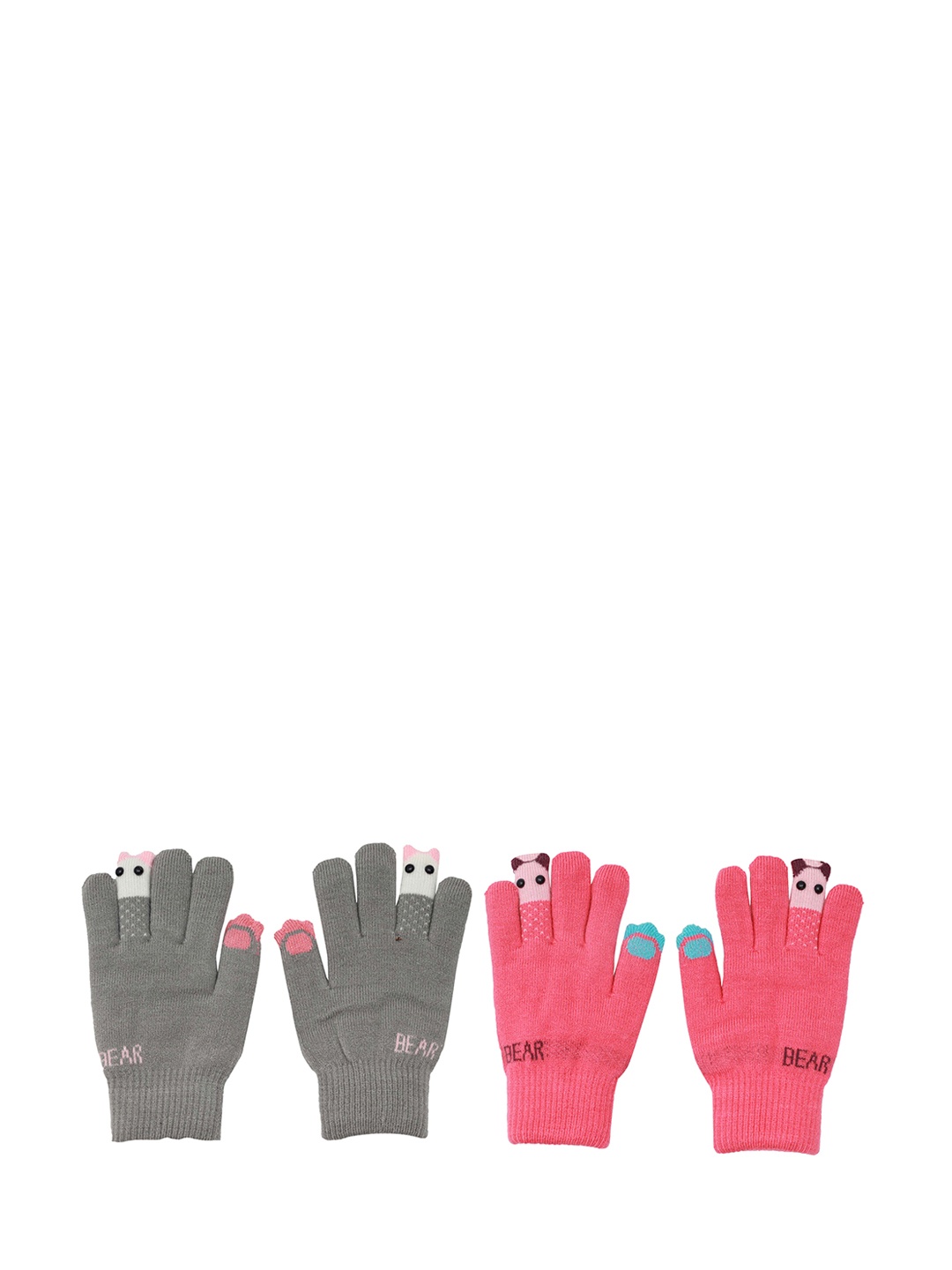 

FabSeasons Women Pack Of 2 Printed Winter Gloves, Grey