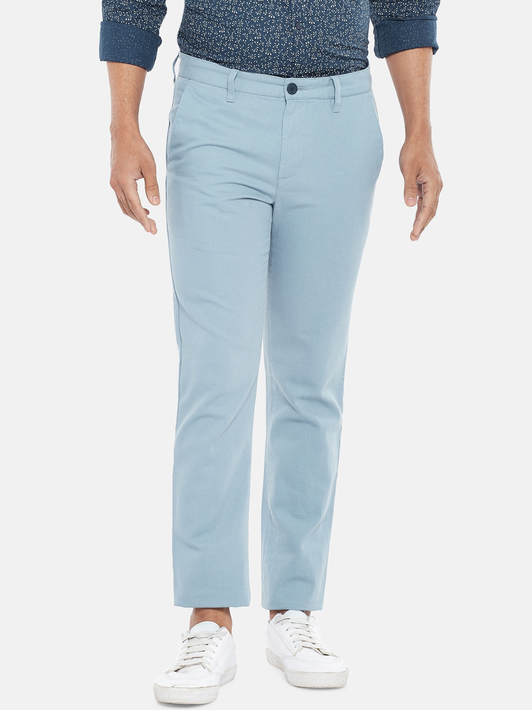 

BYFORD by Pantaloons Men Blue Slim Fit Low-Rise Chinos Trousers