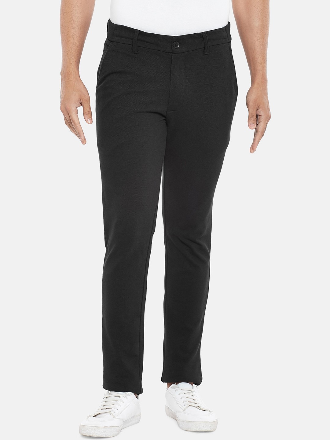 

BYFORD by Pantaloons Men Black Slim Fit Low-Rise Trousers