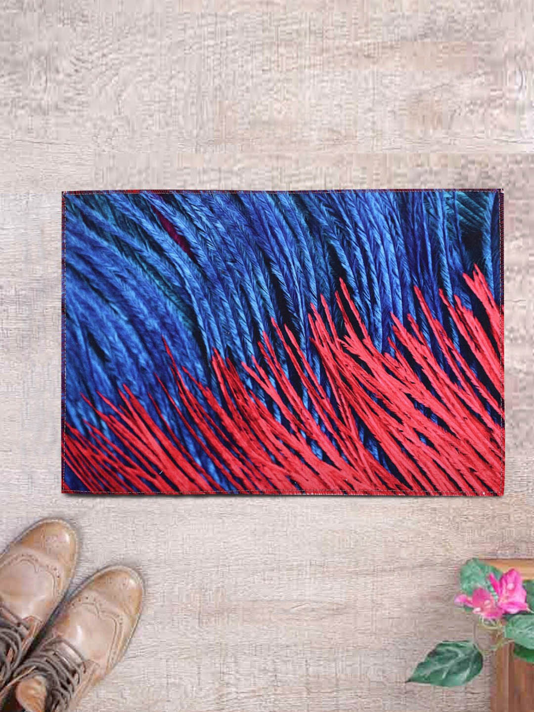 

ROMEE Blue & Maroon Digital 3D Printed Anti Slip Door Mat
