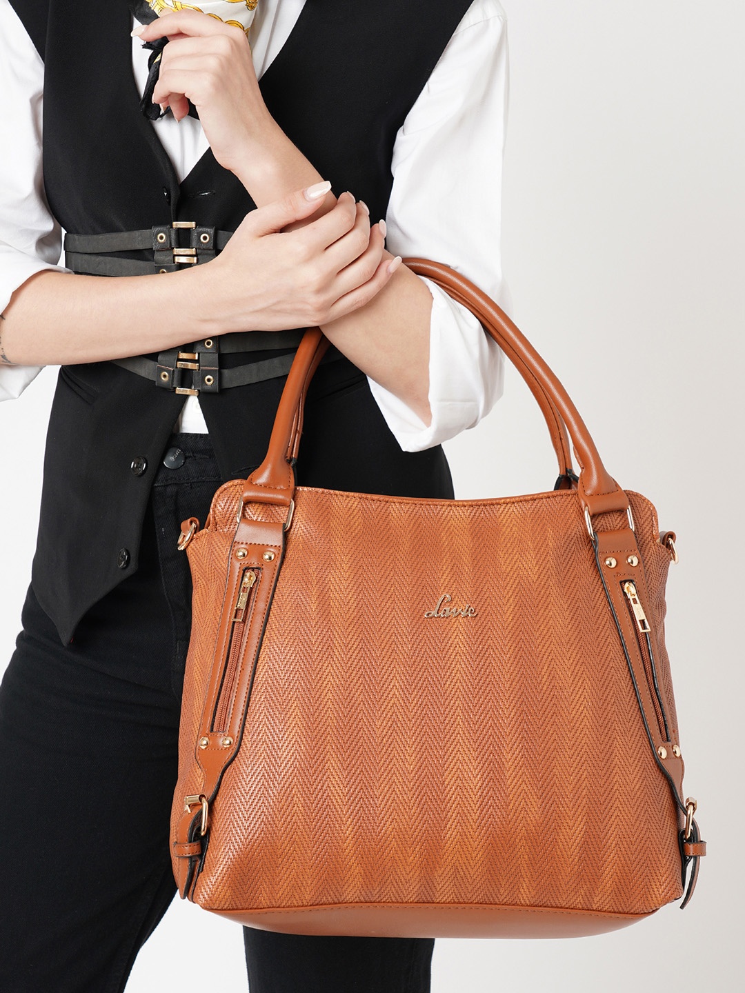 

Lavie Tan Brown Textured Hobo Bag