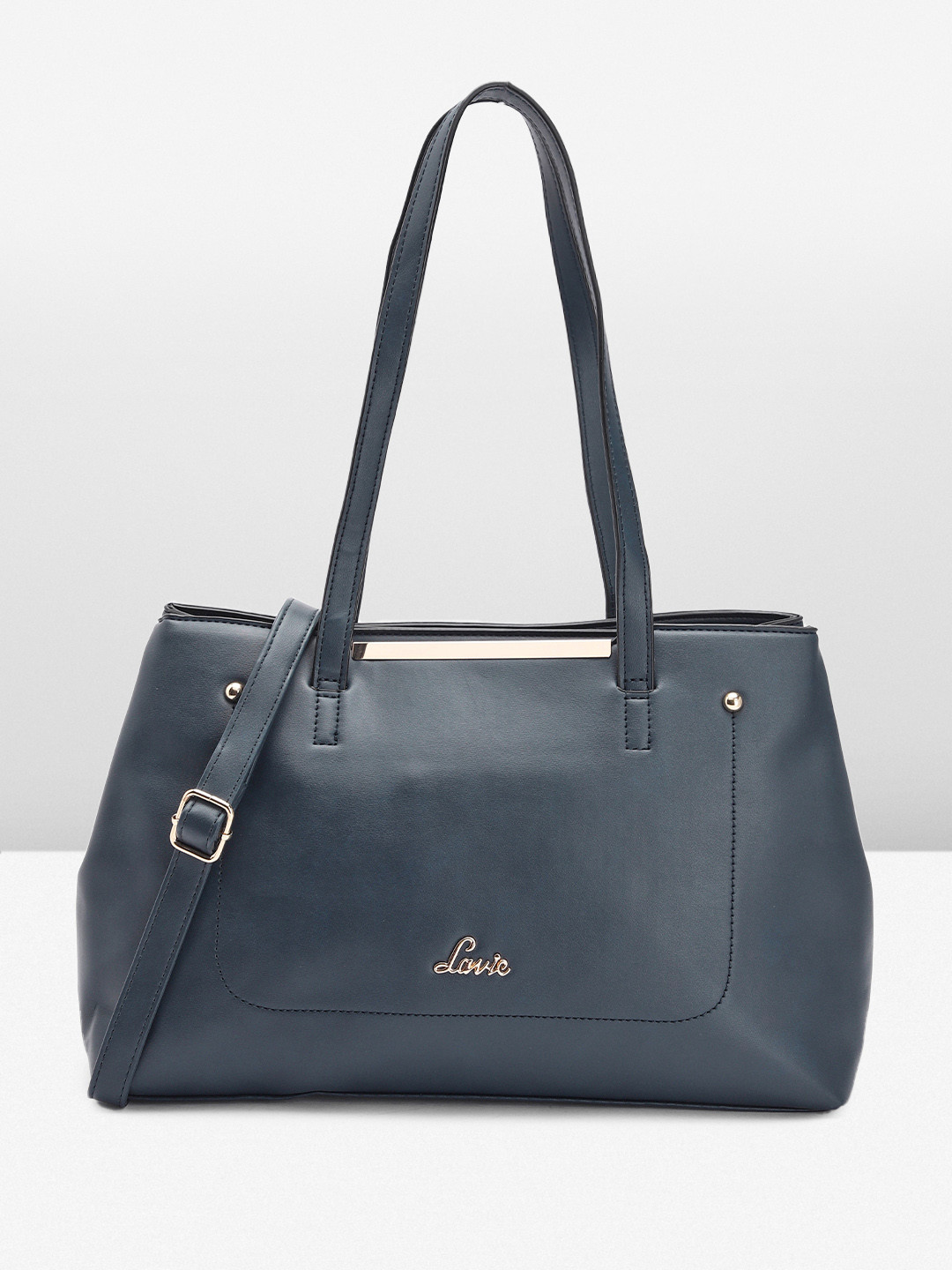 

Lavie Solid Structured Shoulder Bag, Navy blue