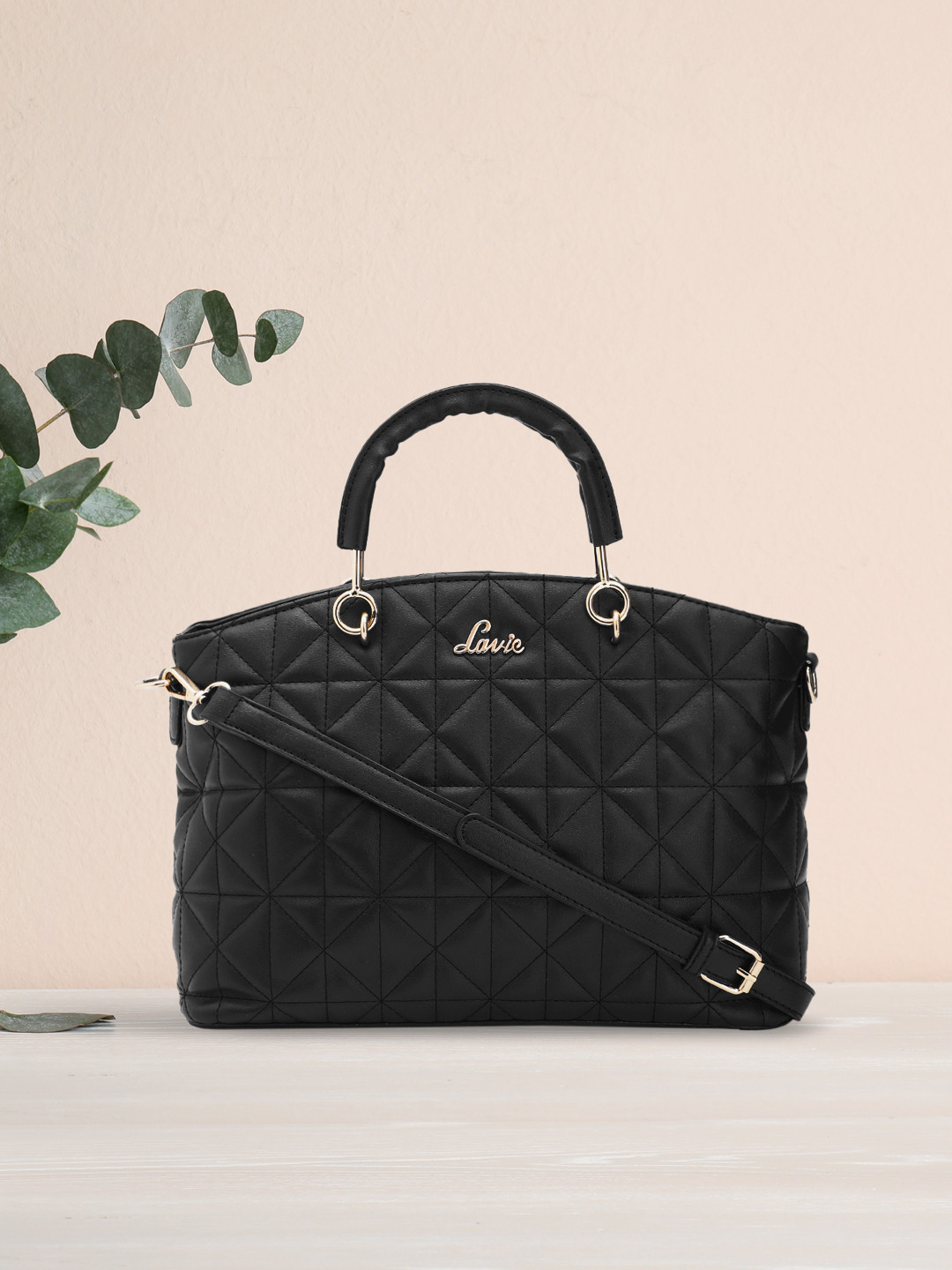 

Lavie Women Structured Handheld Bag With Quilted Detail, Black
