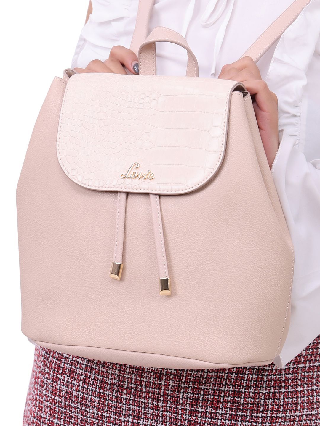 

Lavie Misty Women Beige Textured Trendy Backpack