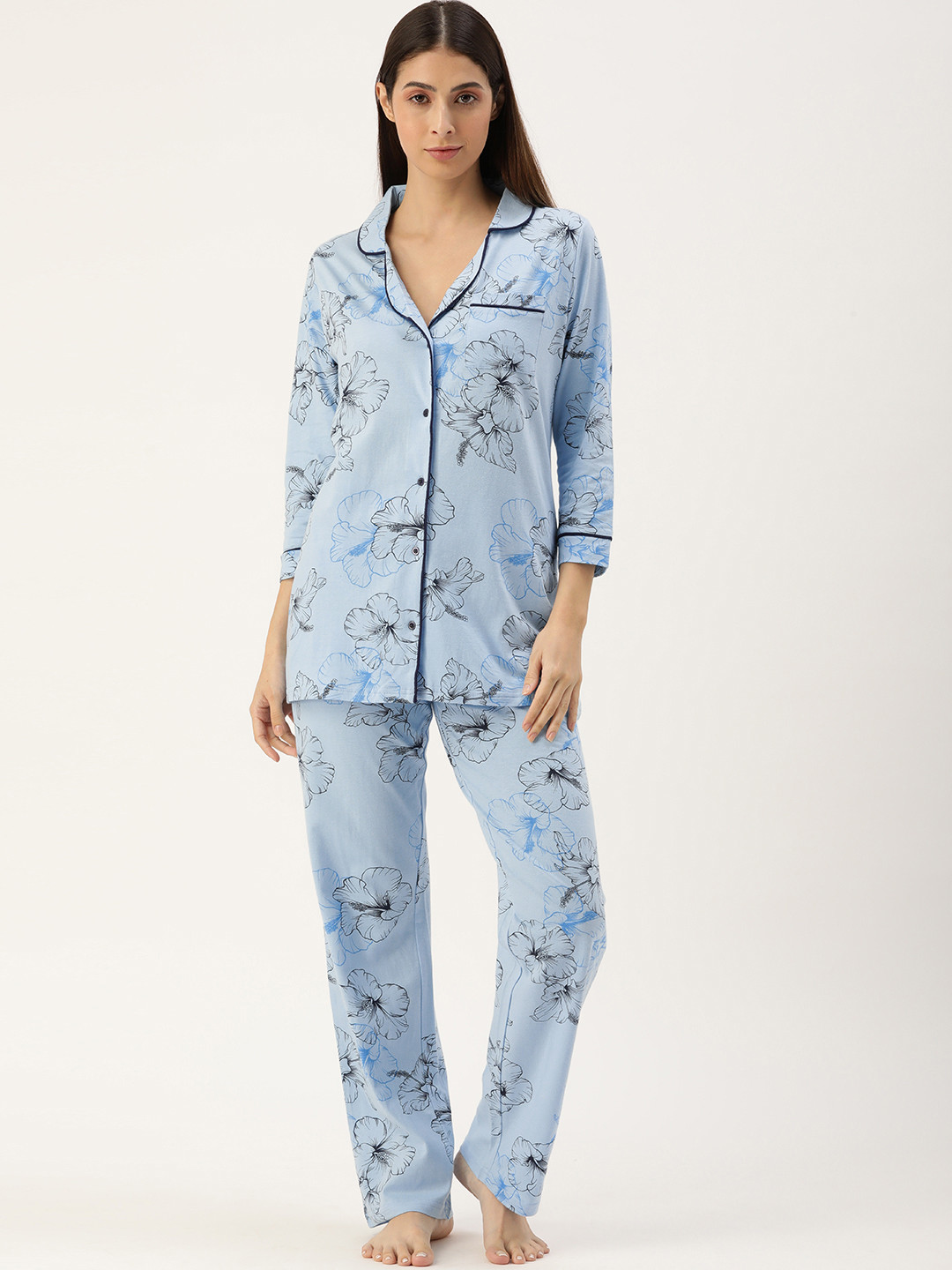 

Slumber Jill Women Blue Printed Night suit