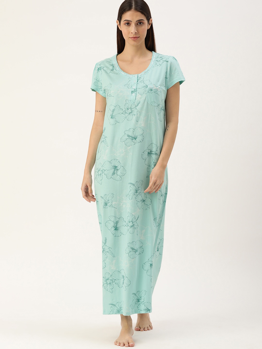 

Slumber Jill Green Printed Maxi Nightdress
