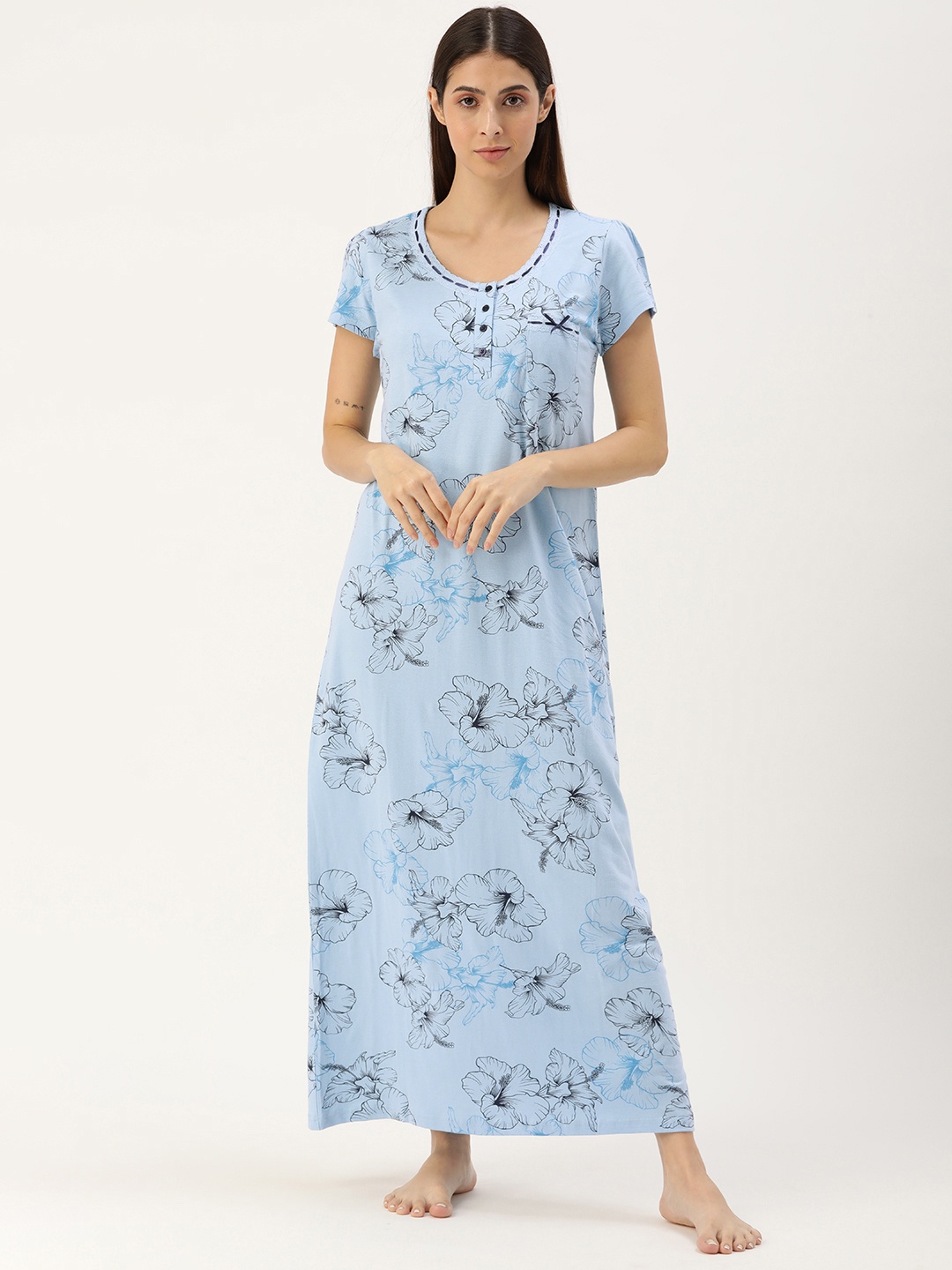 

Slumber Jill Blue Printed Maxi Nightdress