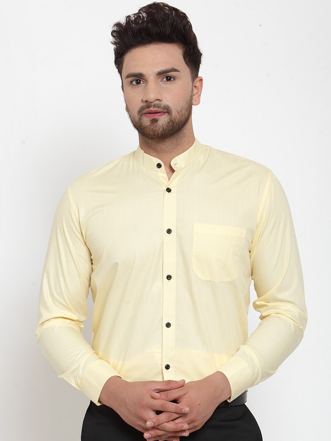 

JAINISH Men Yellow Solid Formal Shirt