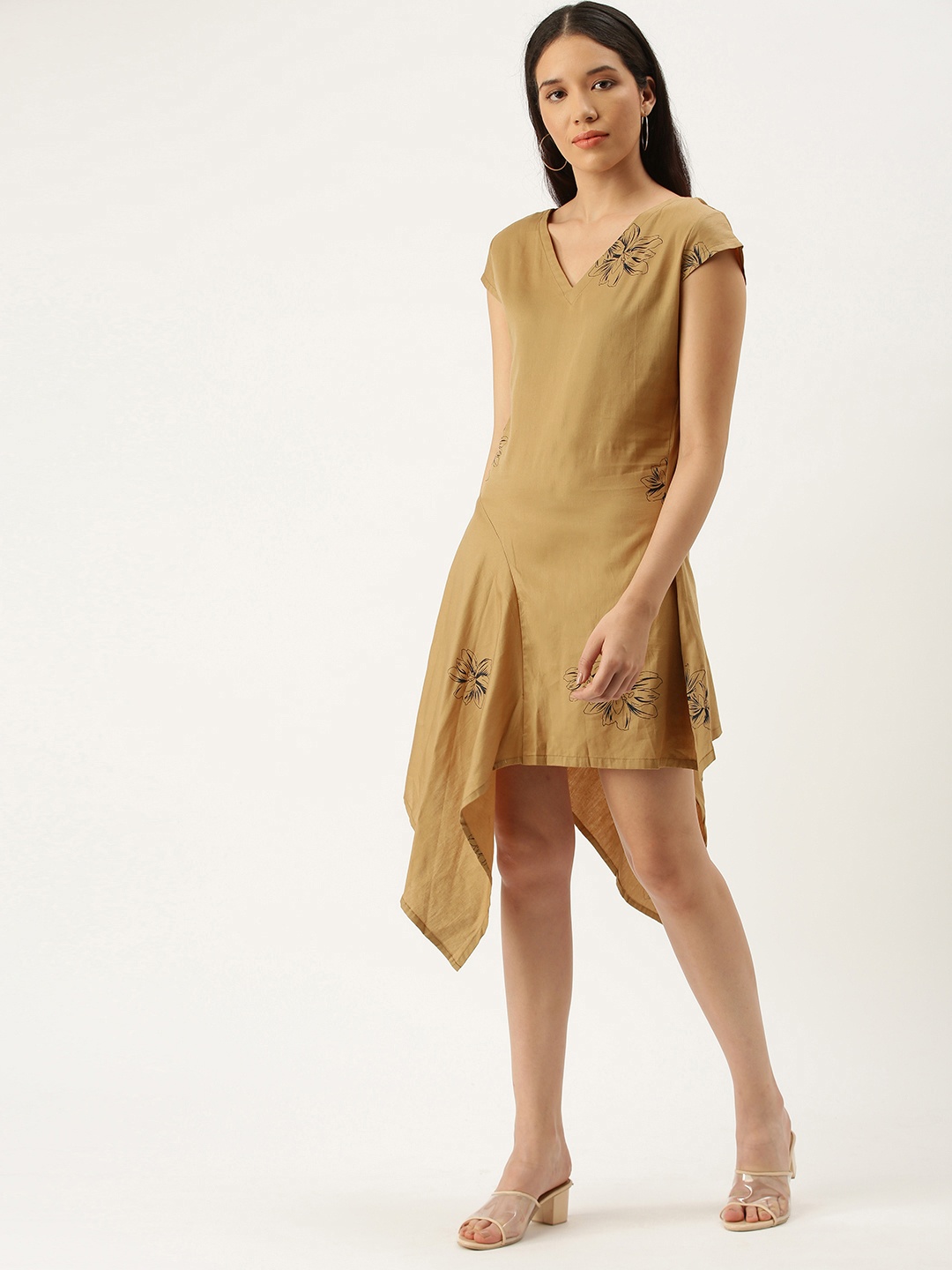

COUPER & COLL Brown & Black Floral A-Line Dress