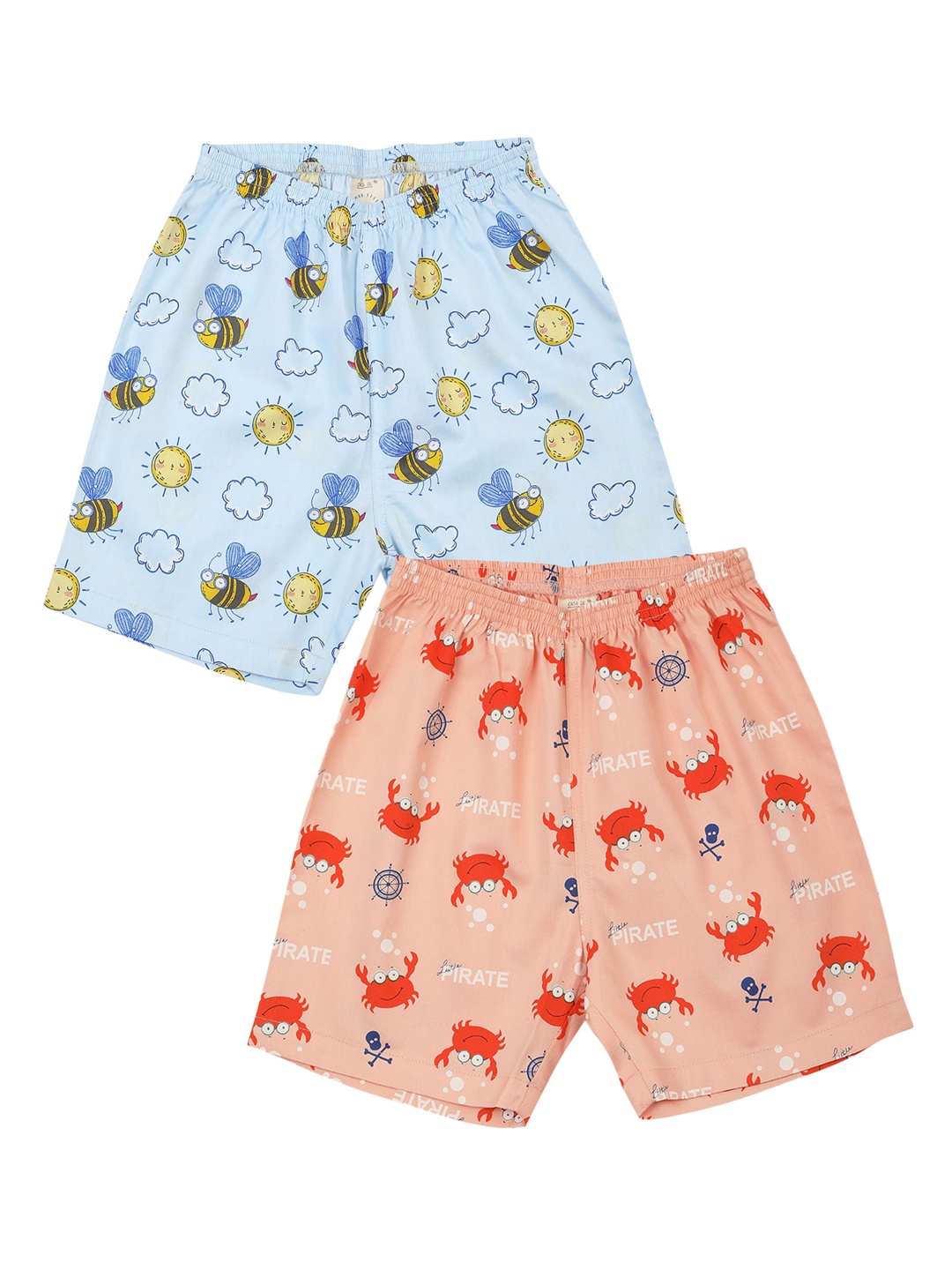 

CASA DE NEE NEE Unisex Kids Multicoloured Printed Low-Rise Regular Shorts, Multi