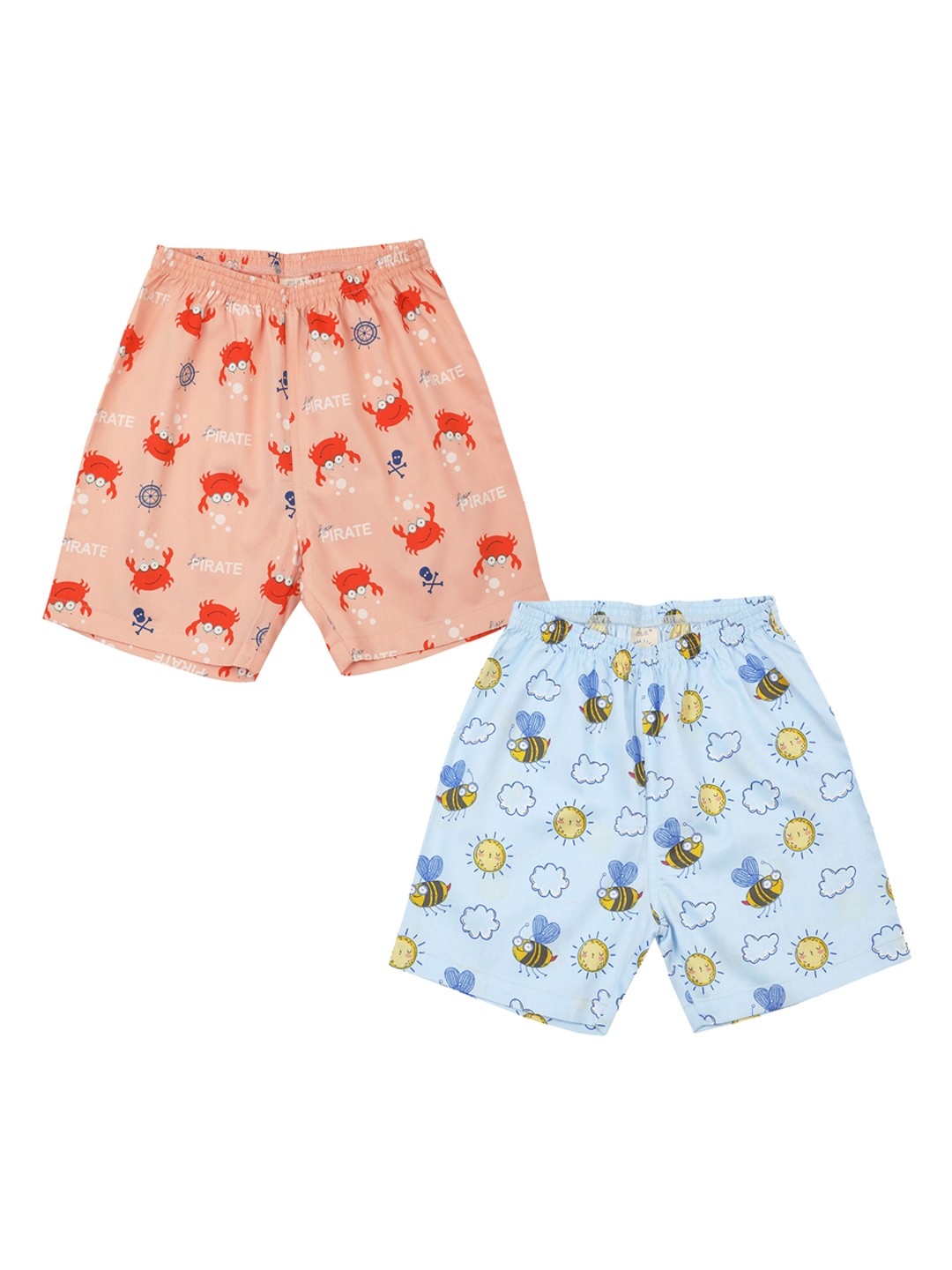 

CASA DE NEE NEE Kids Pack of 2 Multicoloured Printed Low-Rise Regular Shorts, Multi