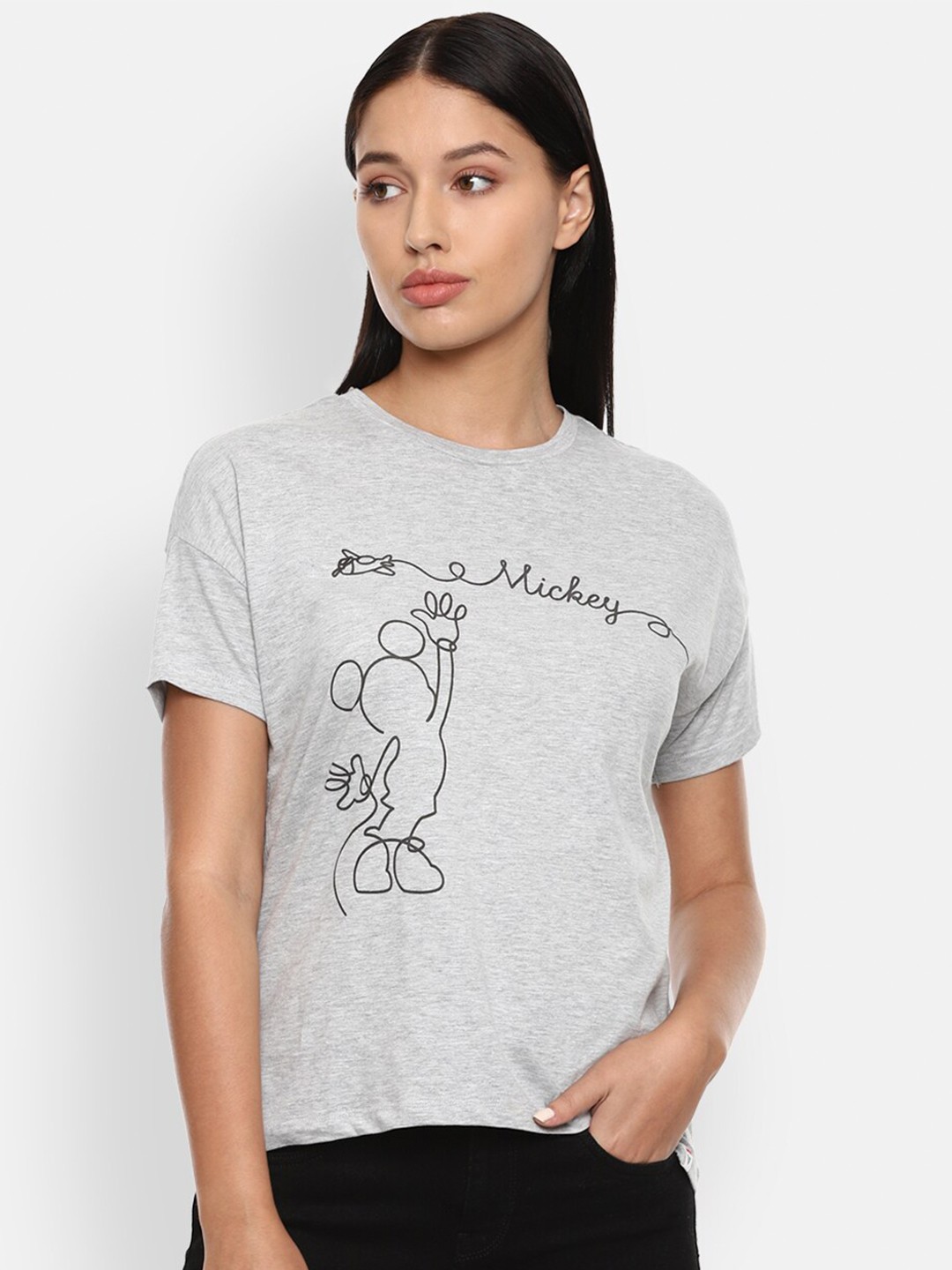 

Van Heusen Woman Women Grey Typography Printed T-shirt