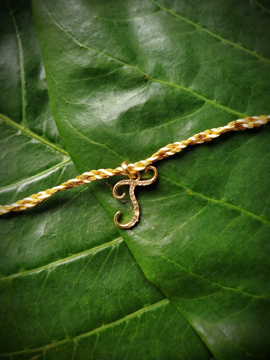 

Digital Dress Room Men Gold-Plated White & Cream-Coloured AD-Studded J Alphabet Customized Rakhi