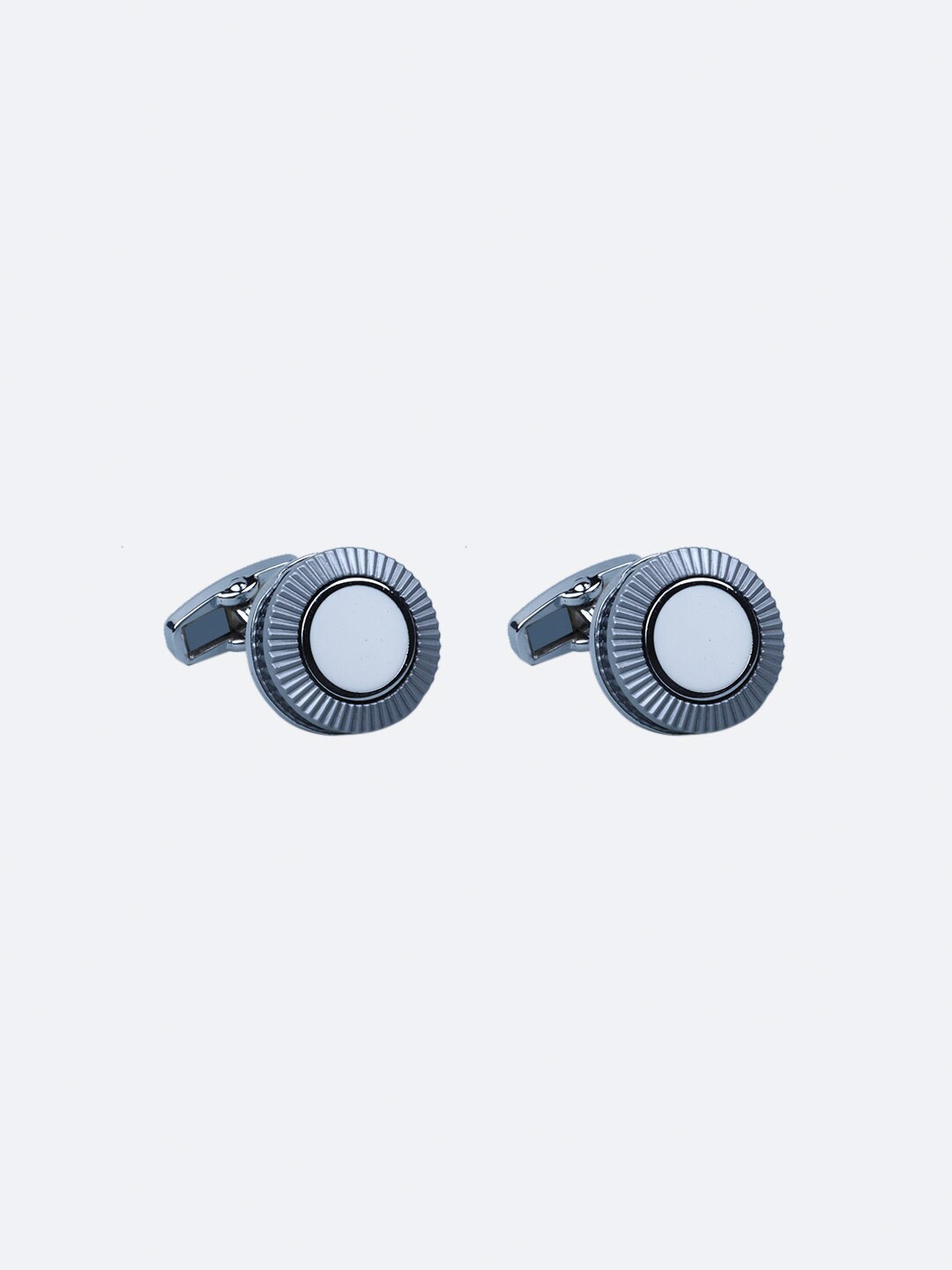 

Tossido Silver-Toned & White Cufflink