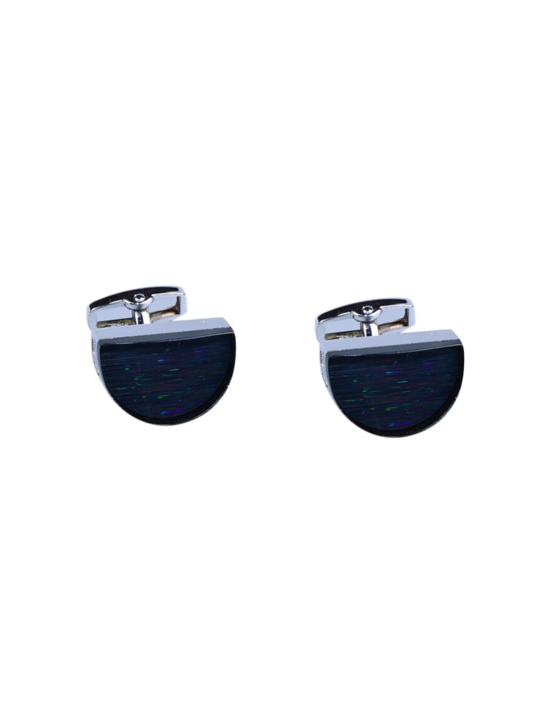 

Tossido Navy Blue & Silver-Toned Geometric Cufflink