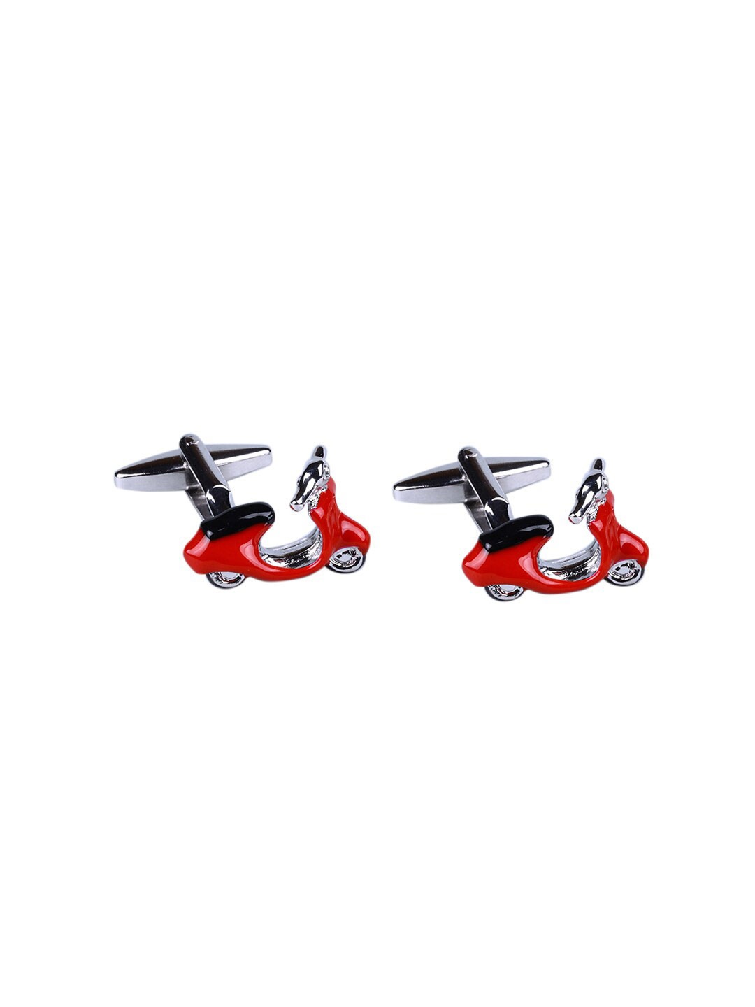 

Tossido Red & Silver-Toned Quirky Cufflink