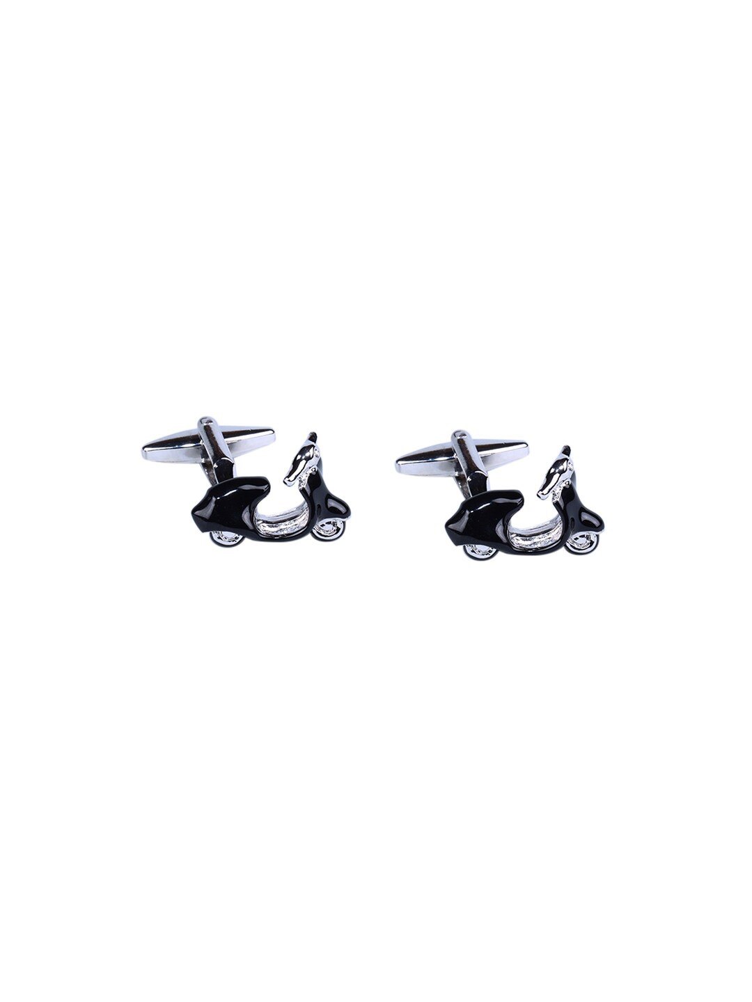 

Tossido Black & Silver-Toned Quirky Cufflink