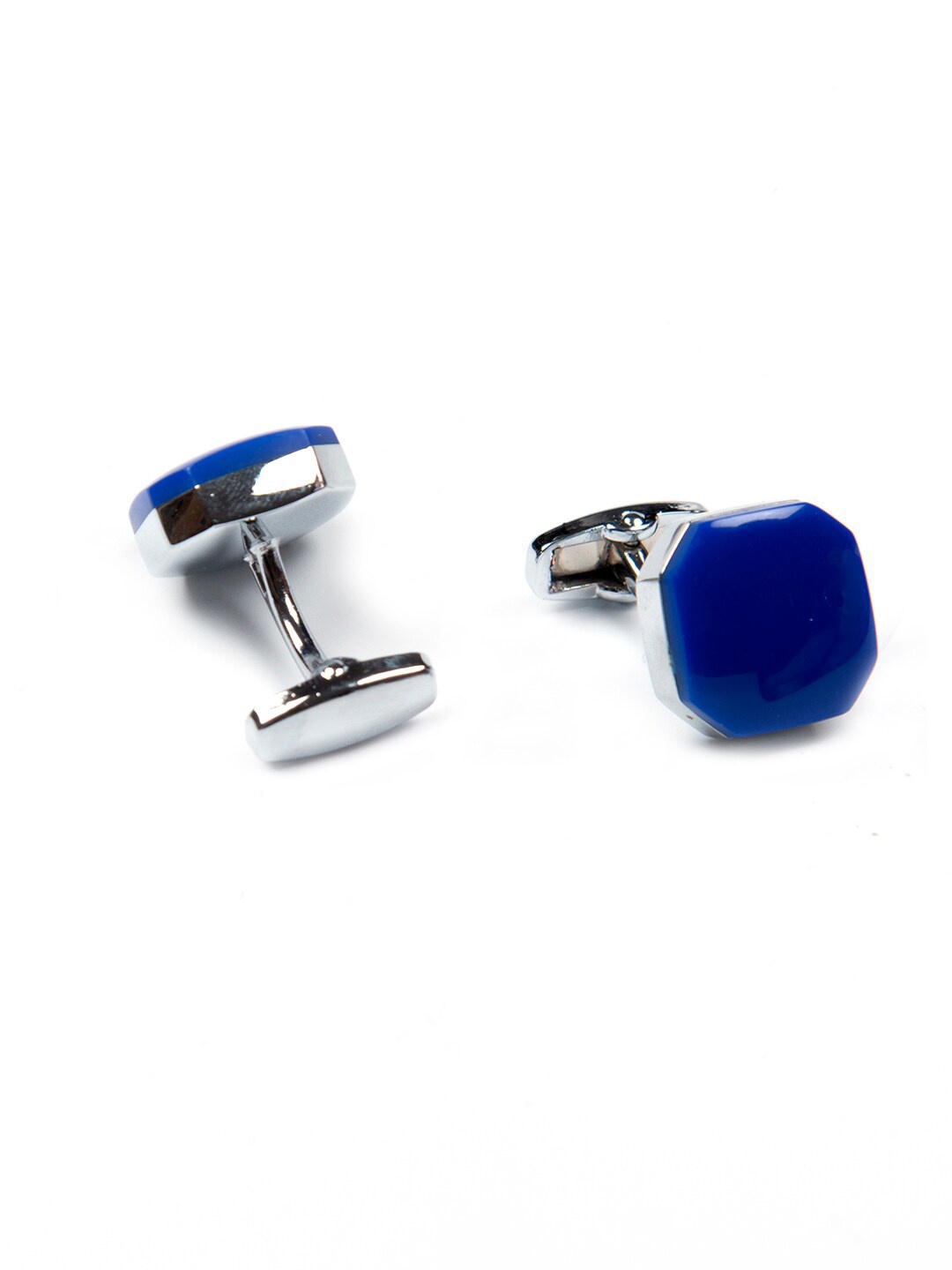 

Tossido Blue & Silver-Toned Geometric Cufflink