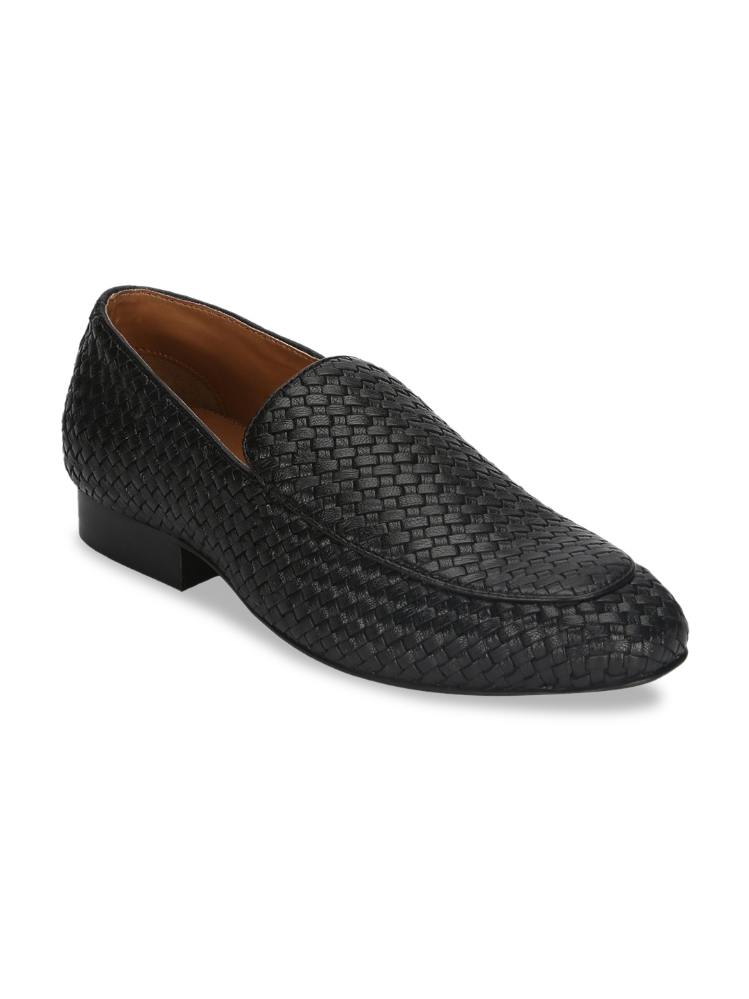 

Aditi Wasan Men Blue Woven Design Leather Loafers