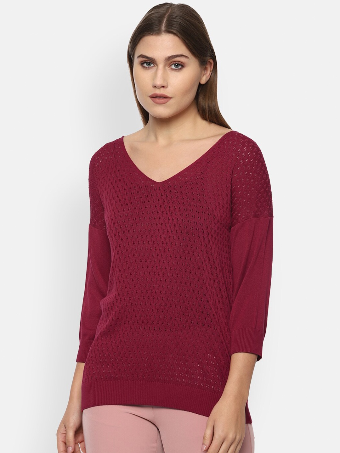 

Van Heusen Woman Women Maroon Floral Pullover