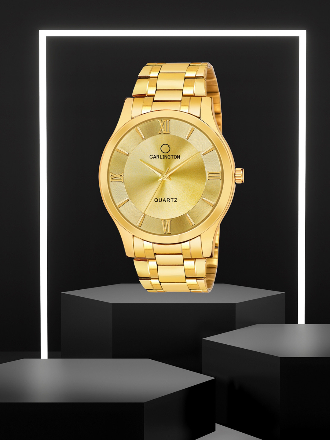 

CARLINGTON Men Golden Dial & Stainless Steel Straps Analogue Watch CT-6130GG, Gold