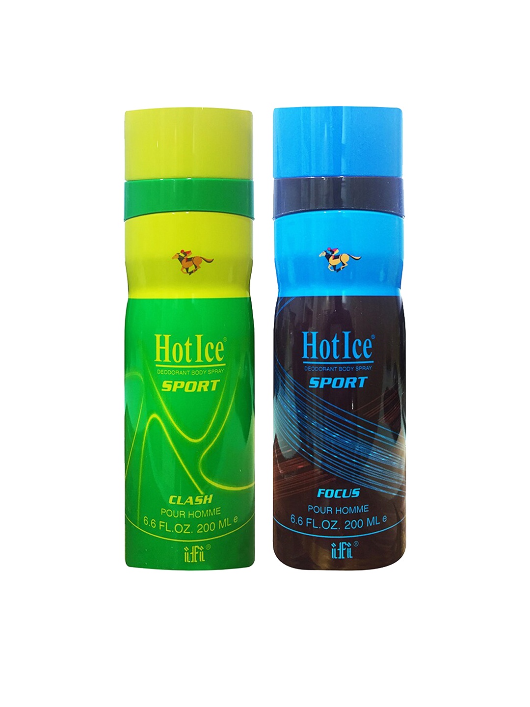 

Hot Ice Men Pack of 2 Sports Clash & Focus Deodorant - 200ml, Multi