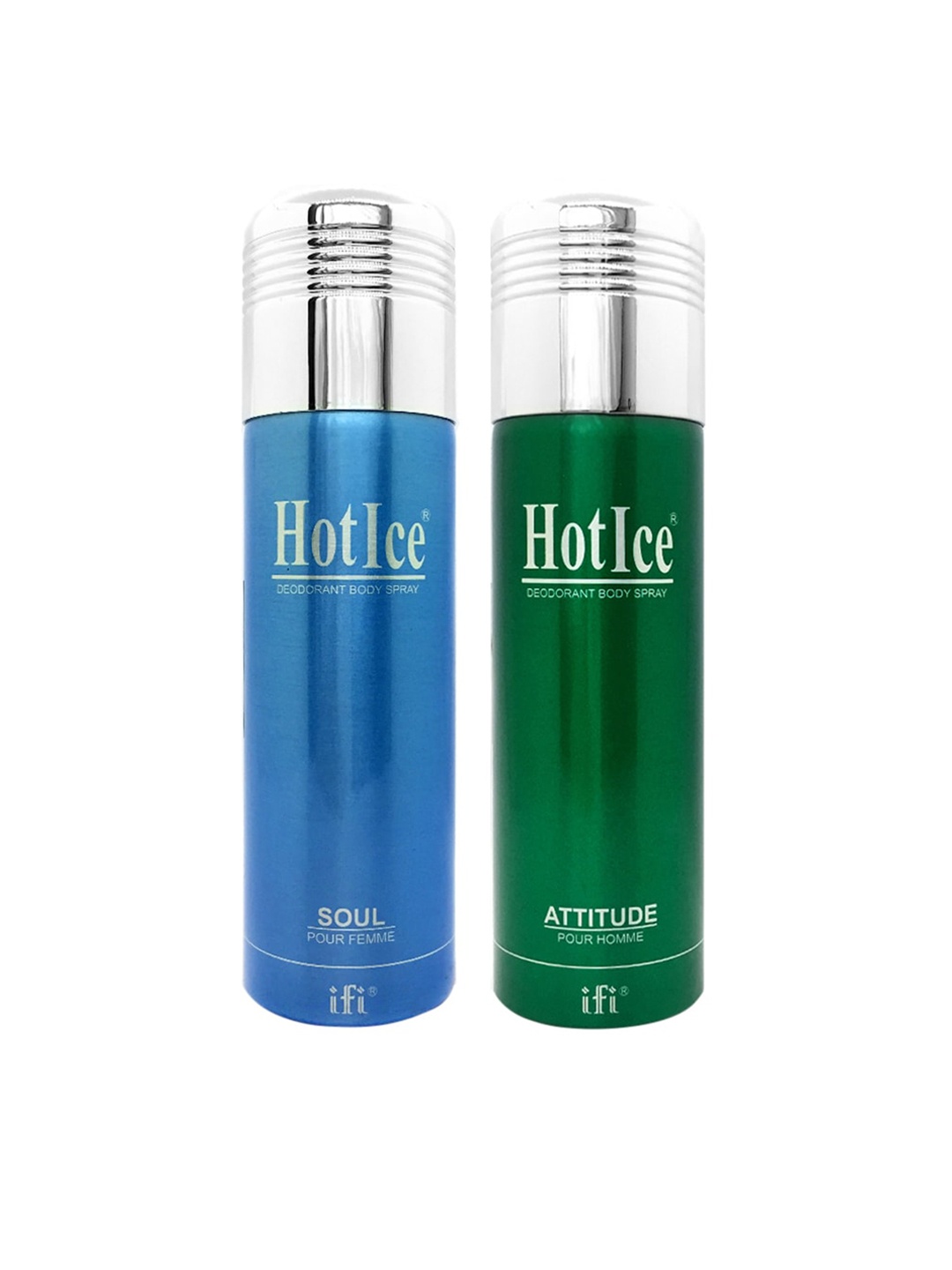 

Hot Ice Soul Fomme & Attitude Homme Deodorant - 200ml Each, Blue