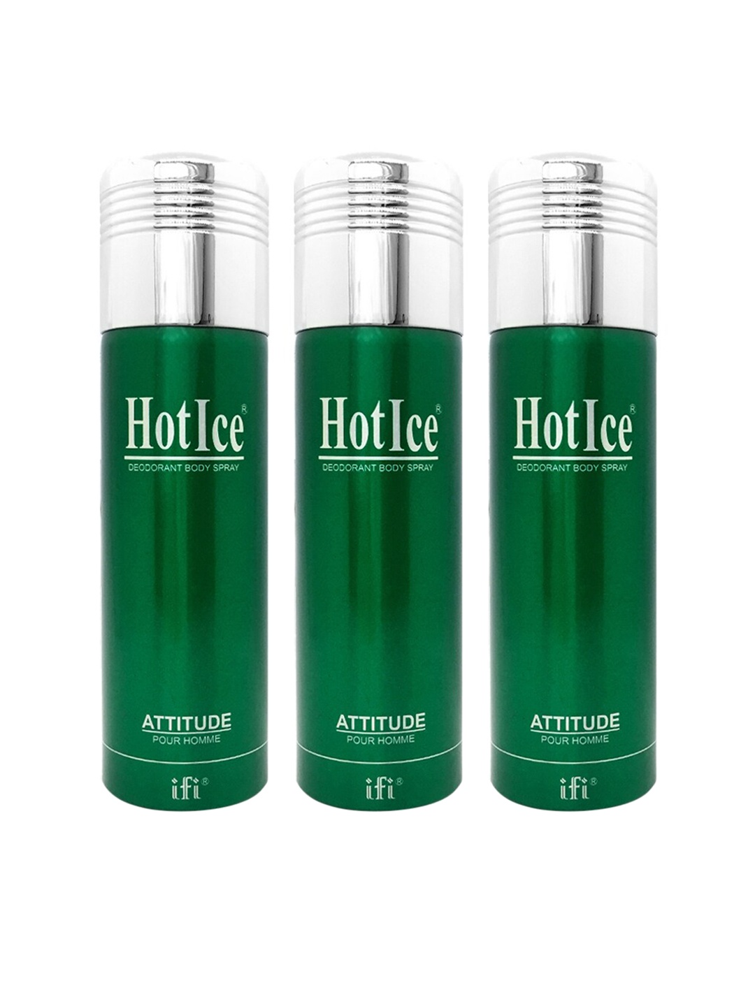 

Hot Ice Men Set of 3 Attitude Homme Deodorant - 200 ml each, Green
