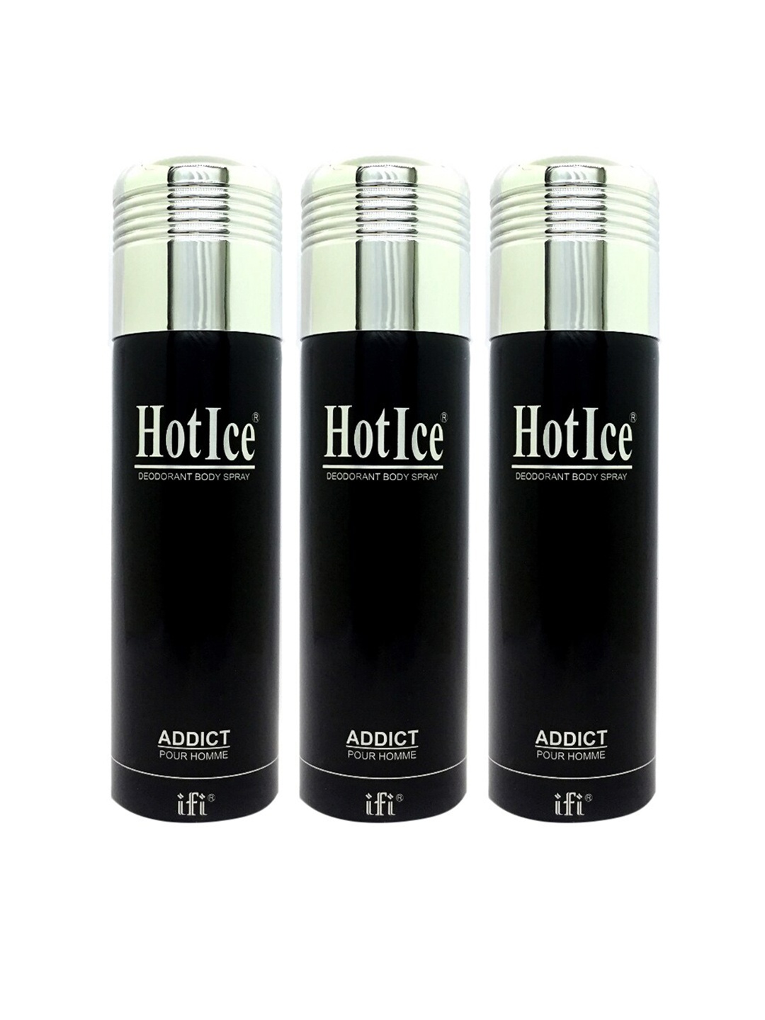 

Hot Ice Men Black Set of 3 Addict Homme Deodorant 200ml Each