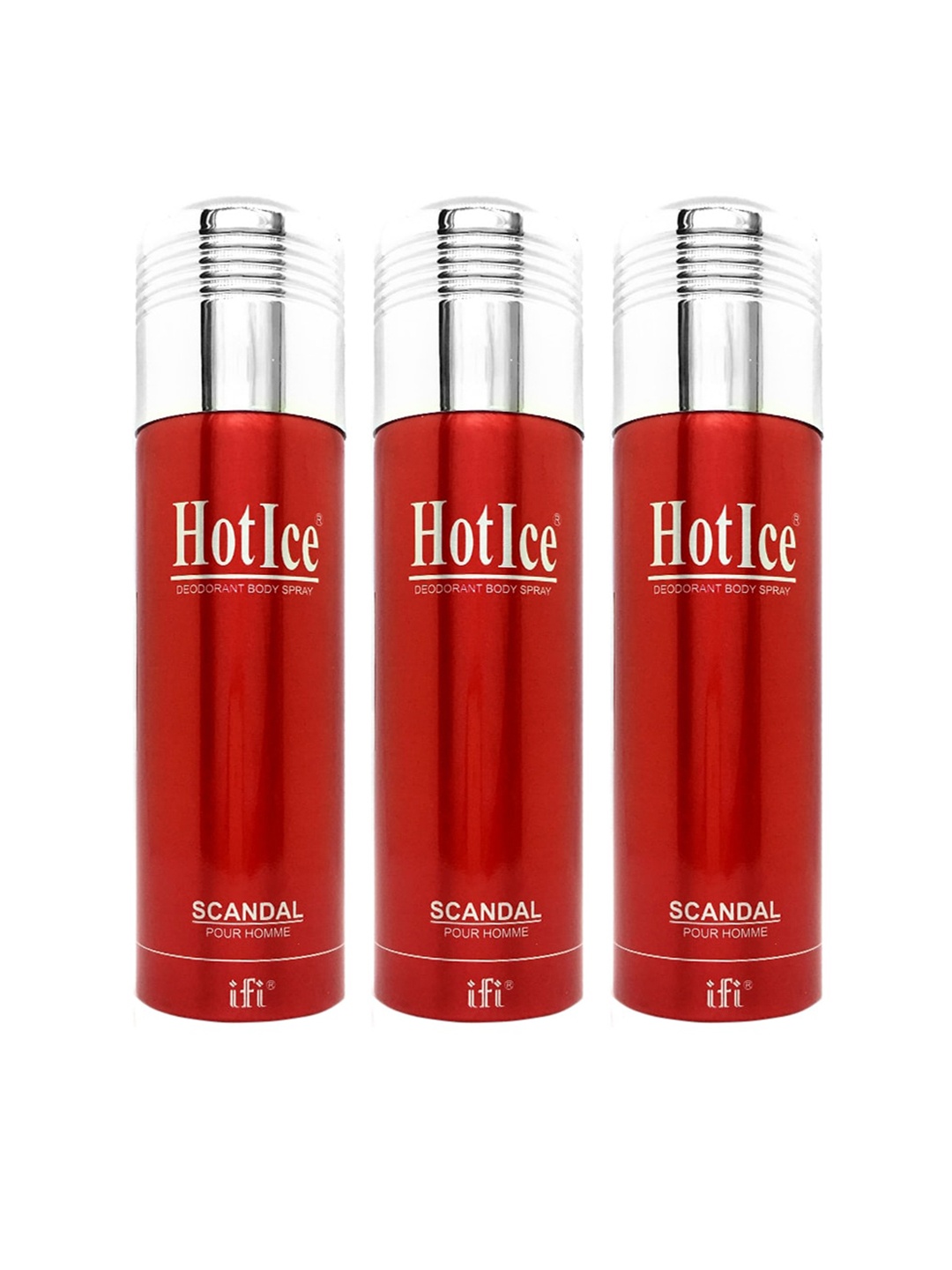 

Hot Ice Set of 3 Scandal Homme Deodorant 600ml, Red