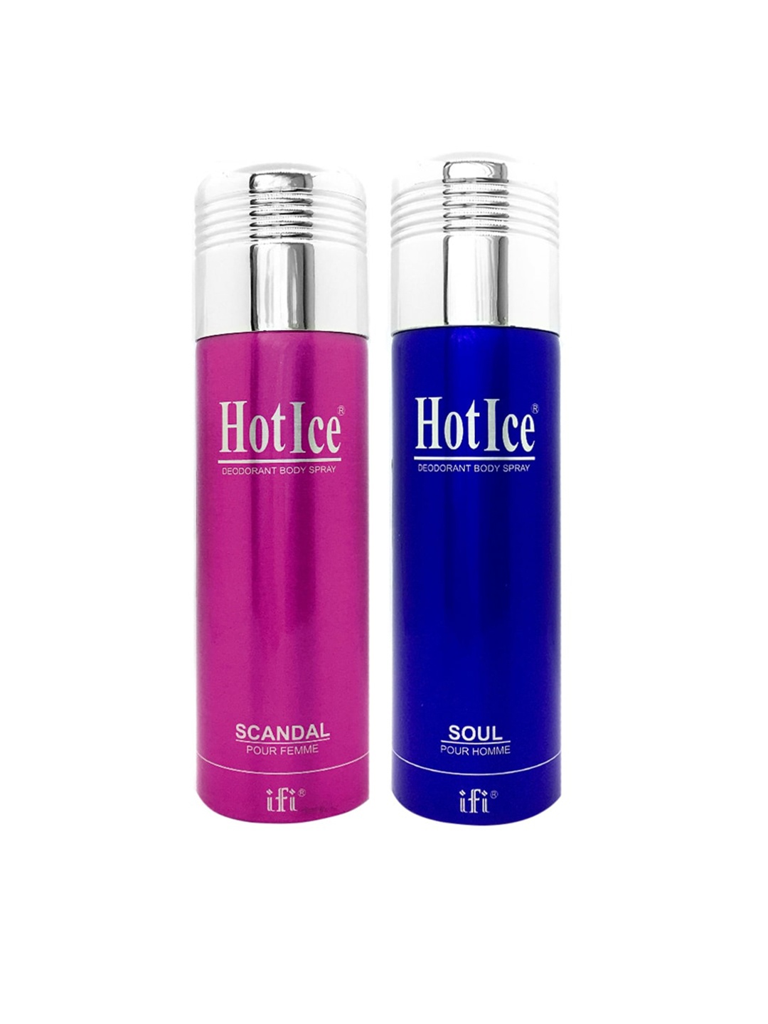 

Hot Ice Women Set of 2 Scandal Fomme & Soul Homme Deodorant - 200 ml each, Pink