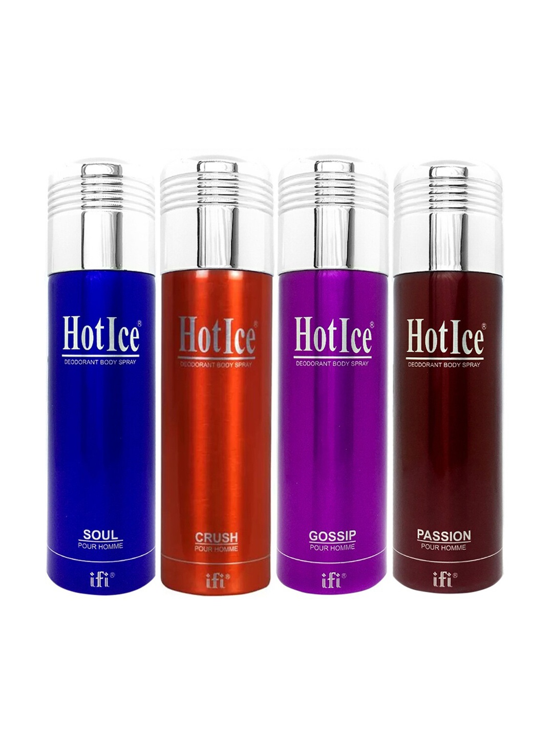 

Hot Ice Soul, Crush, Gossip & Passion Homme Deodorant, 200ml Each - ( Set of 4), Multi