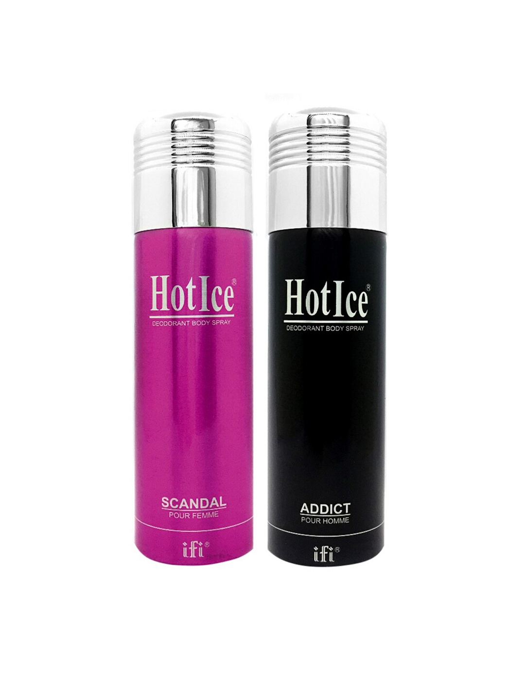 

Hot Ice Scandal Fomme & Addict Homme Deodorant - 200ml Each, Pink