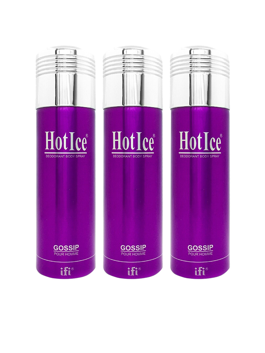 

Hot Ice Men Set of 3 Gossip Homme Deodorant - 200 ml each, Purple