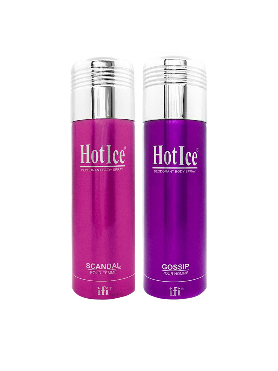 

Hot Ice Women Set of 2 Scandal Fomme & Gossip Homme Deodorant - 200 ml each, Pink