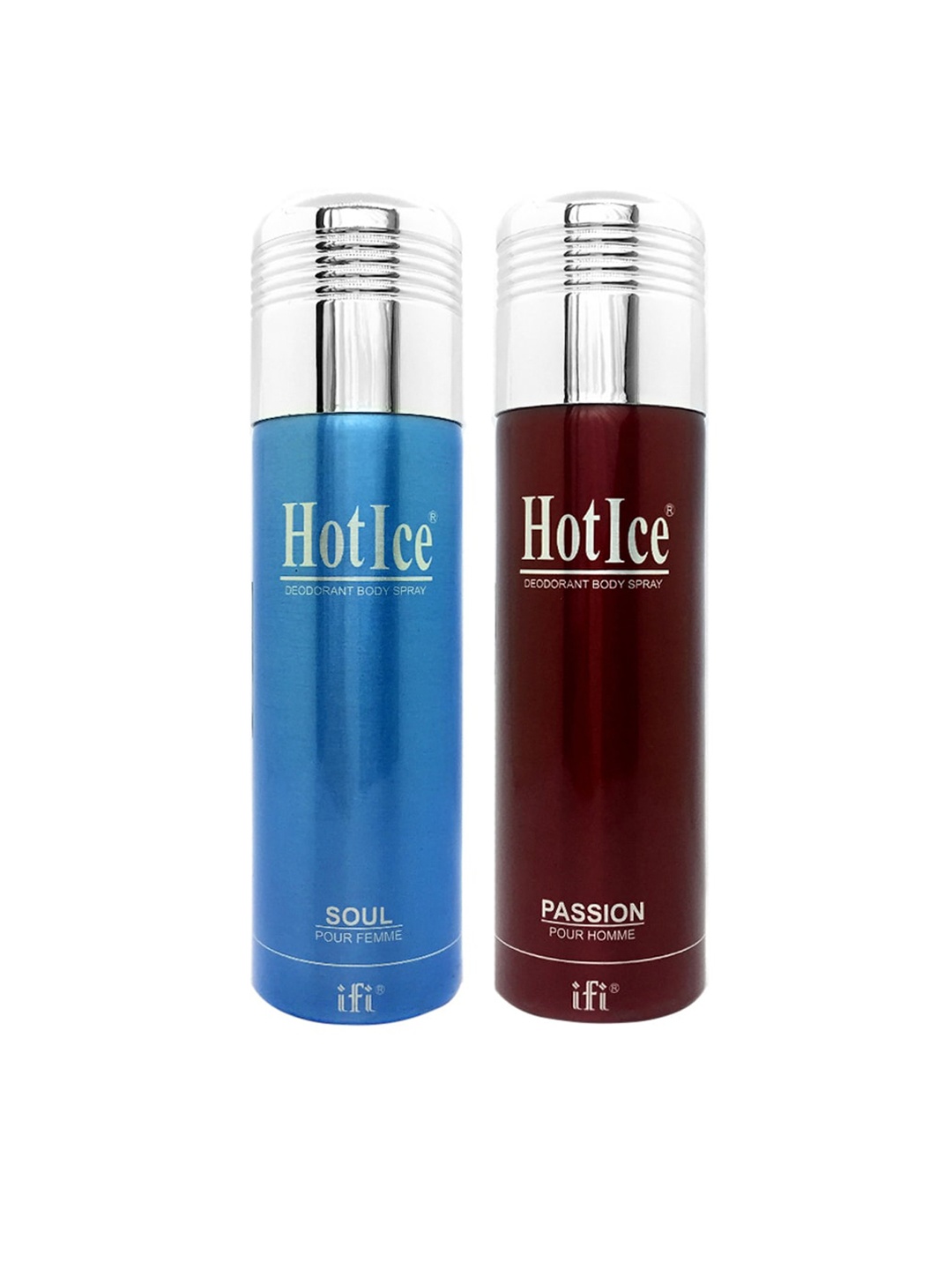 

Hot Ice Women Set of 2 Soul Fomme & Passion Homme Deodorant - 200 ml each, Blue