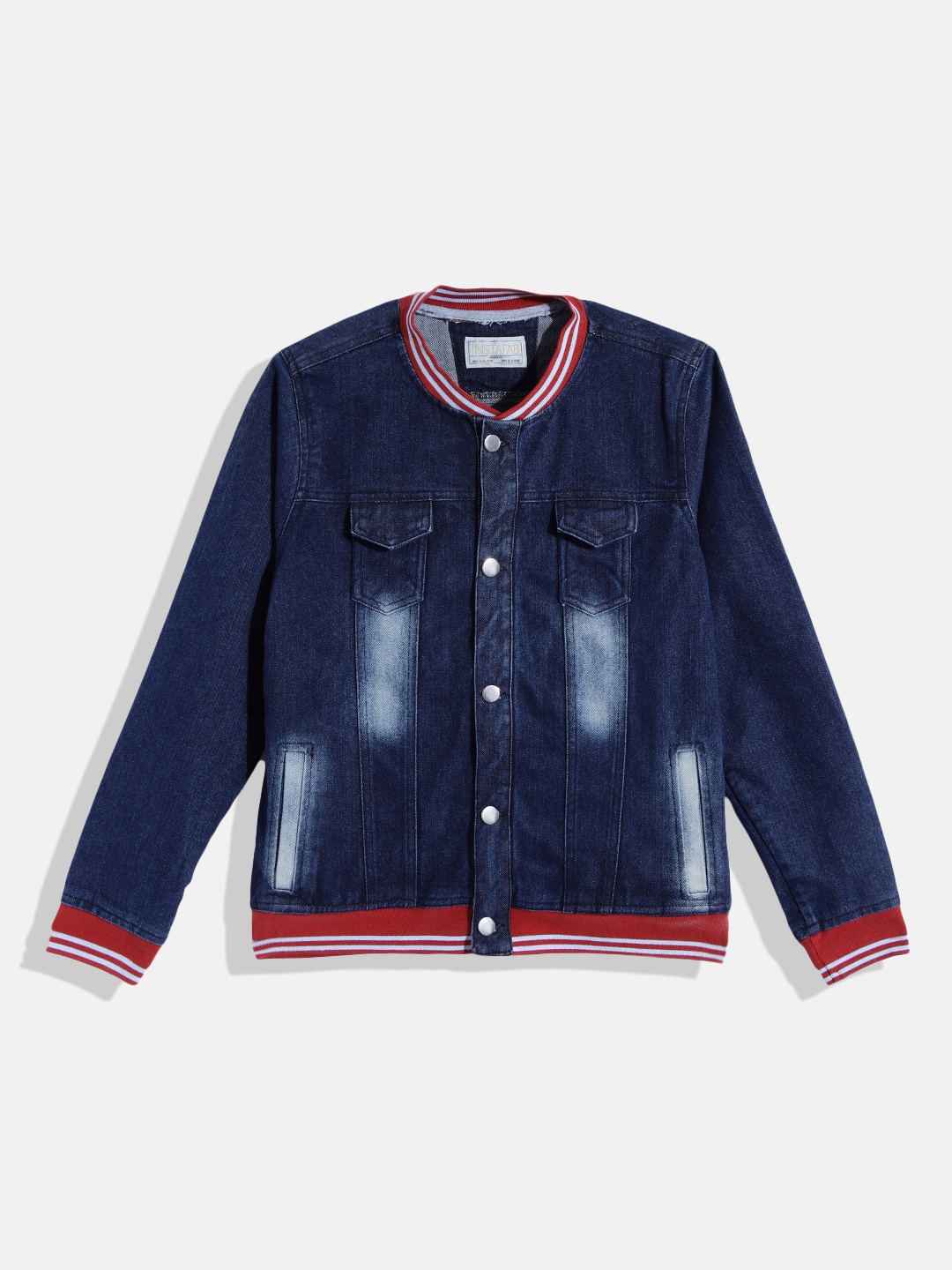 

Instafab Boys Navy Blue Washed Denim Jacket