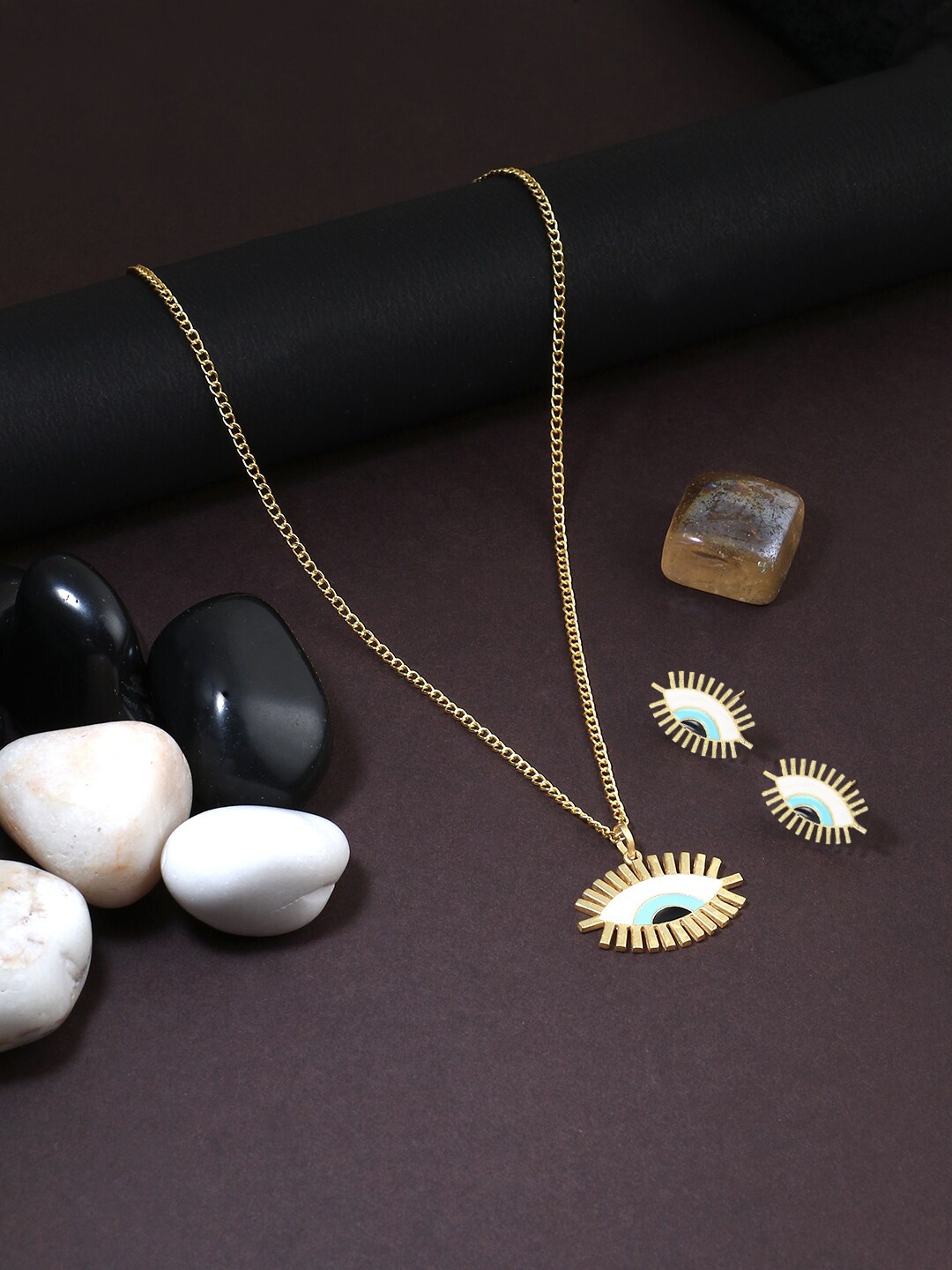 

Adwitiya Collection Gold-Plated The Evil Eye Pendant Set