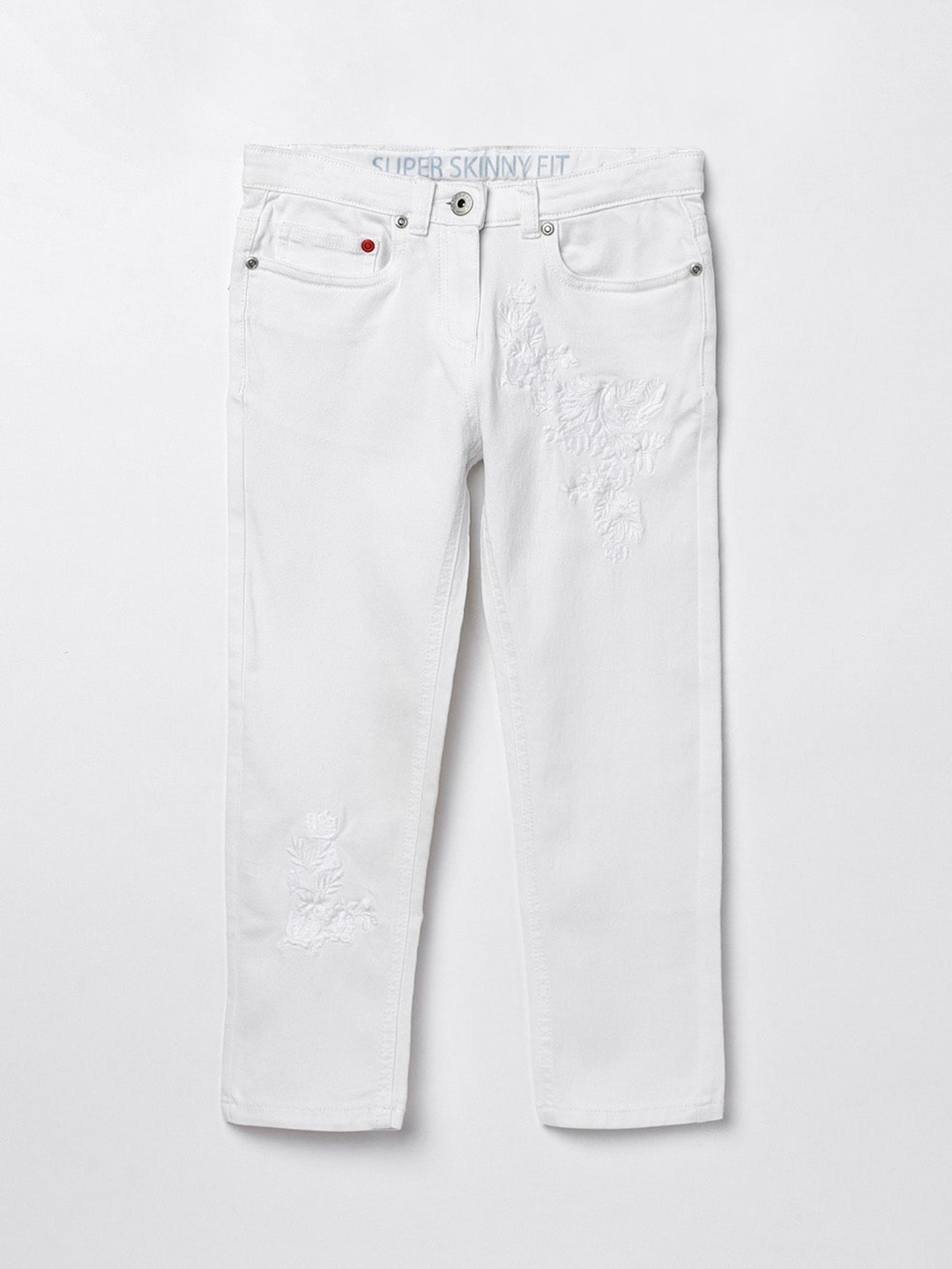 

Denimize by Fame Forever Girls White Skinny Fit Low Distress Jeans