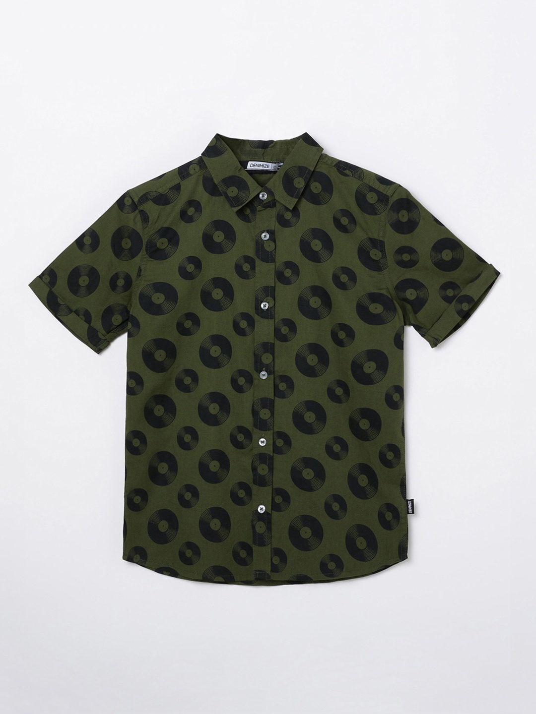 

Denimize by Fame Forever Boys Green Slim Fit Printed Casual Shirt