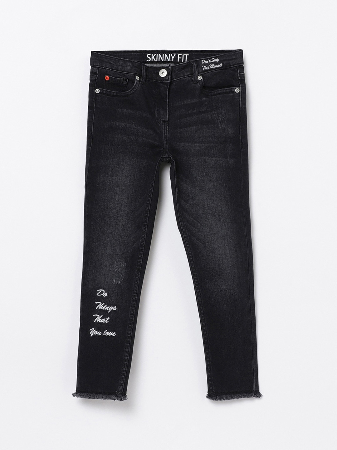

Denimize by Fame Forever Girls Grey Skinny Fit Highly Distressed Light Fade Jeans