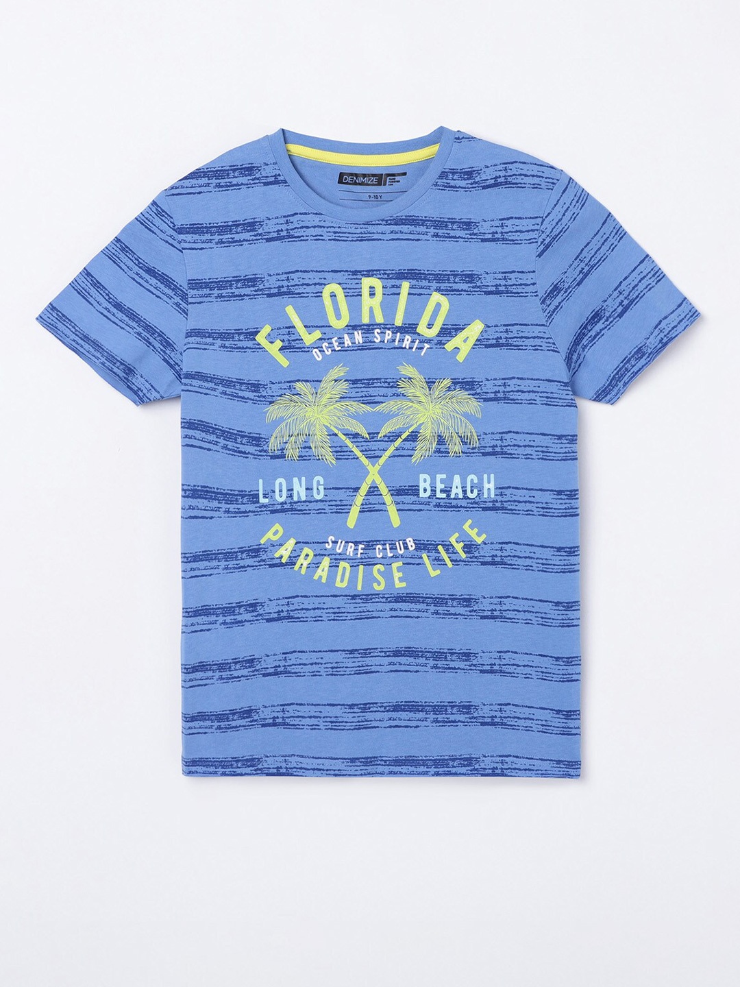 

Denimize by Fame Forever Boys Blue Typography Striped T-shirt