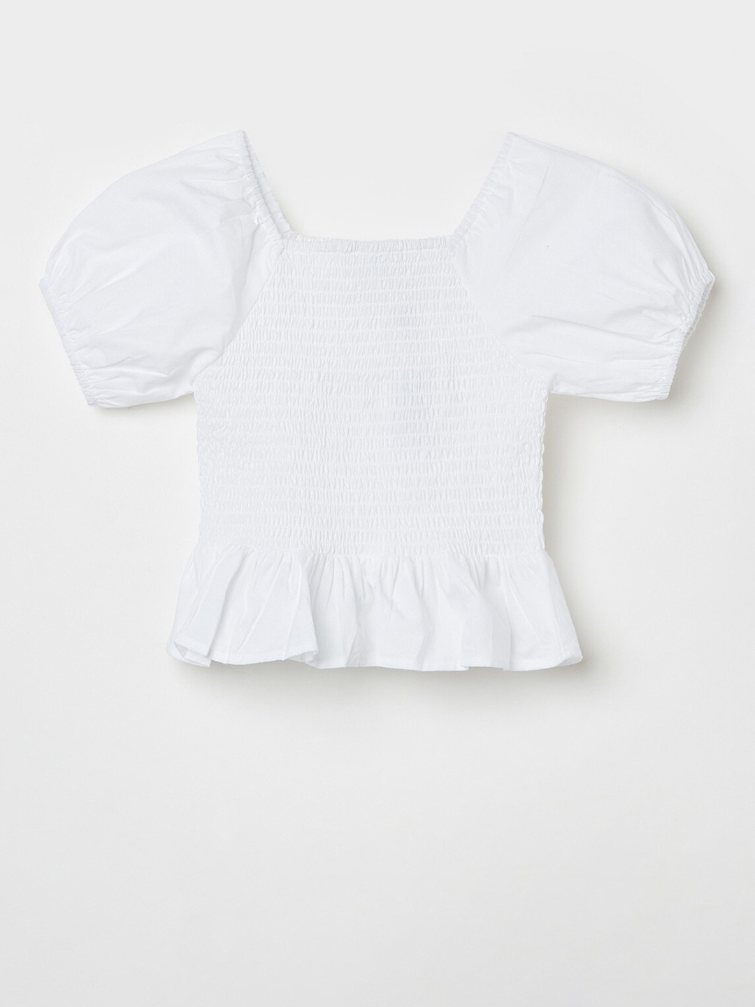 

Denimize by Fame Forever White Puff Sleeve Regular Top