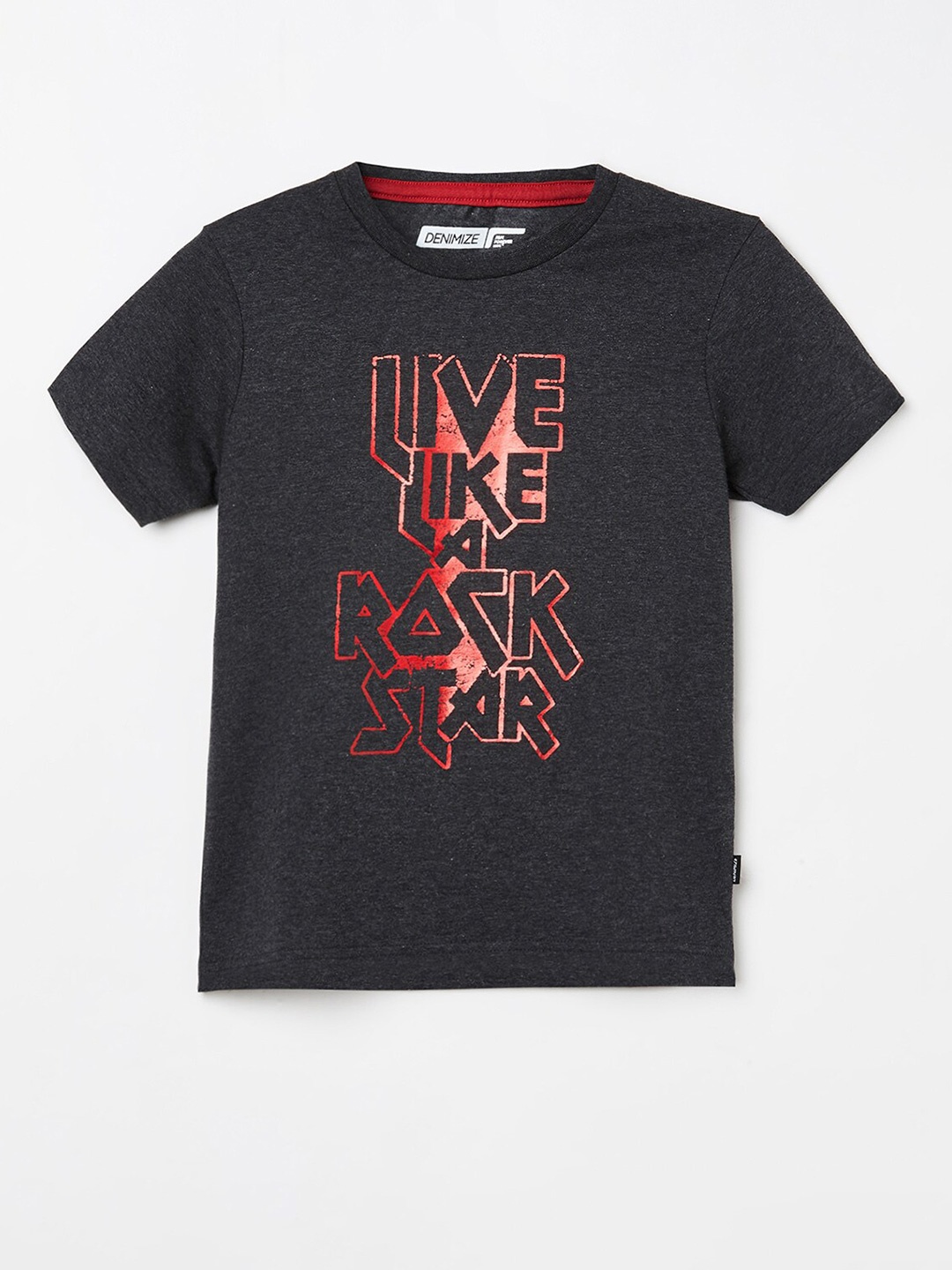 

Denimize by Fame Forever Boys Charcoal Typography Printed -shirt