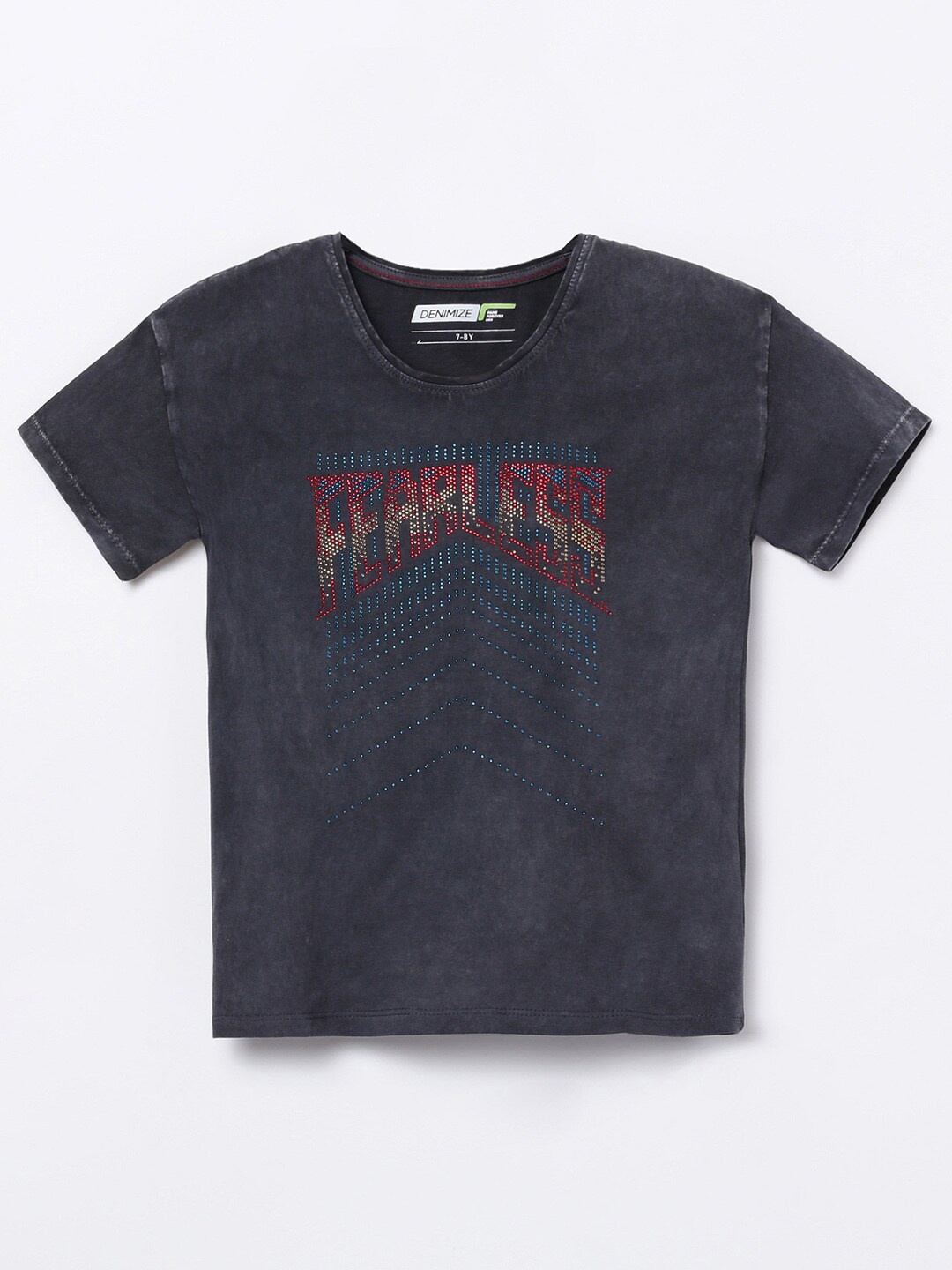

Denimize by Fame Forever Girls Charcoal Typography Printed T-shirt
