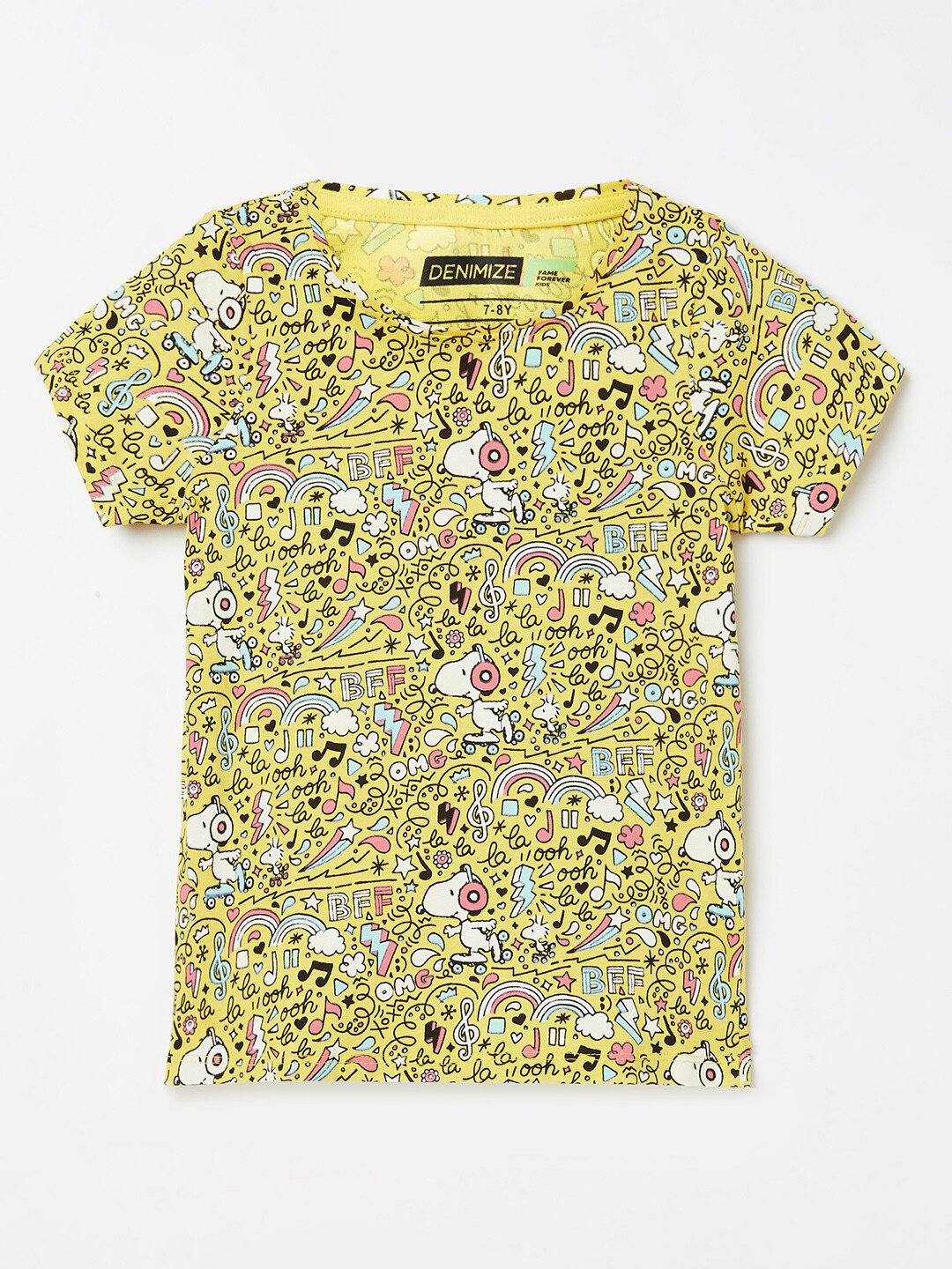 

Denimize by Fame Forever Girls Yellow Printed T-shirt